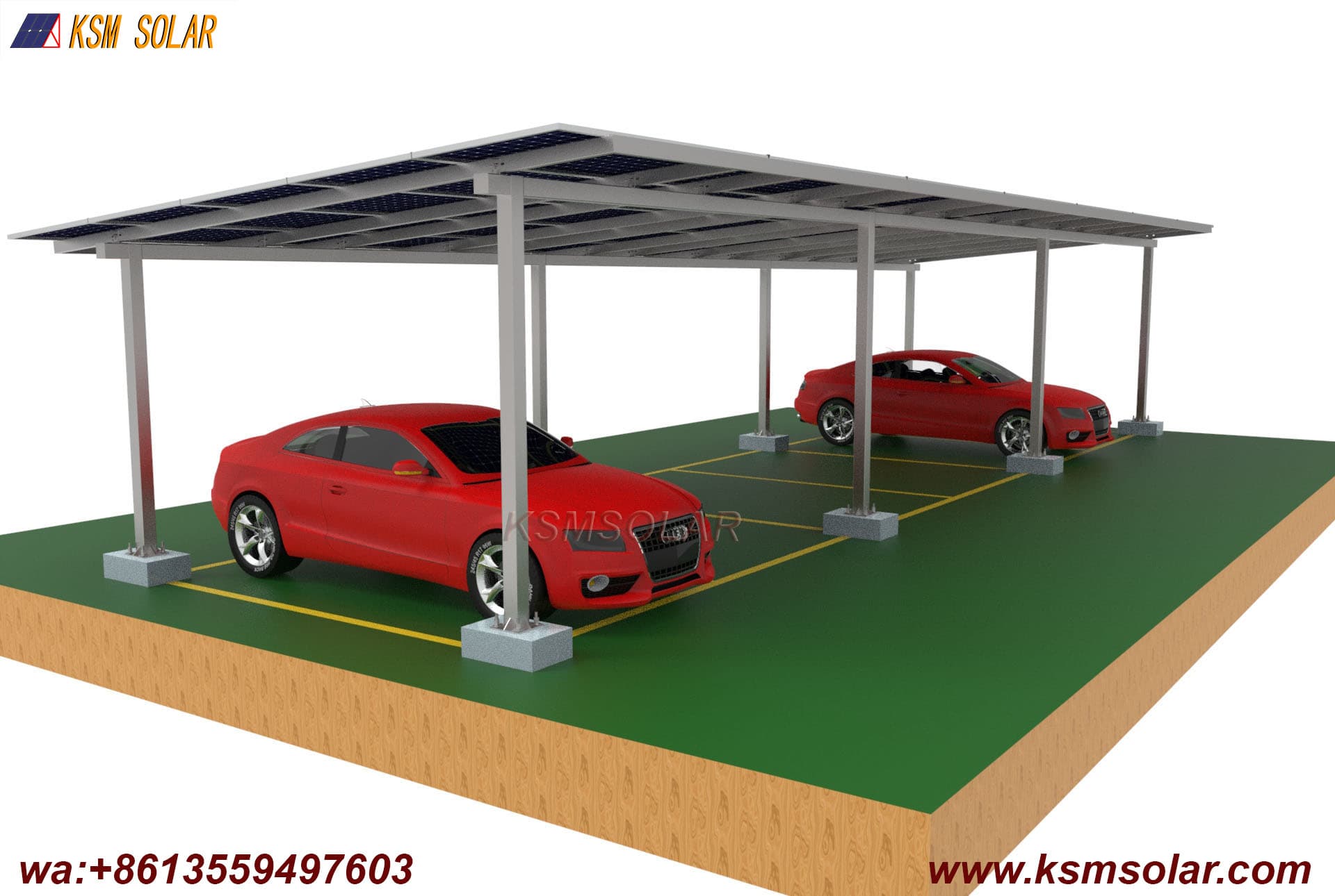 ZAM Steel Dual-Column Solar Carport 