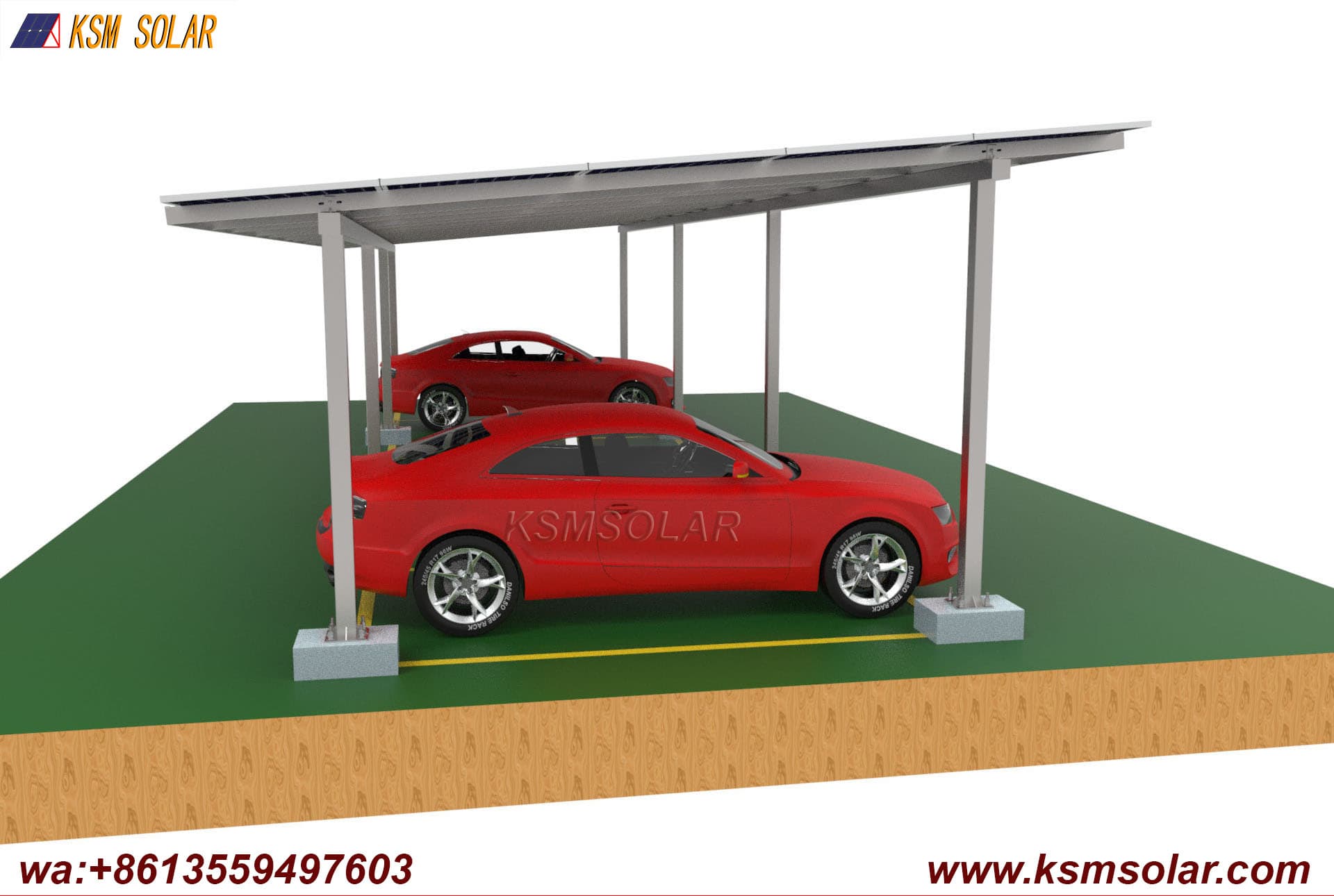 ZAM Steel Dual-Column Solar Carport 
