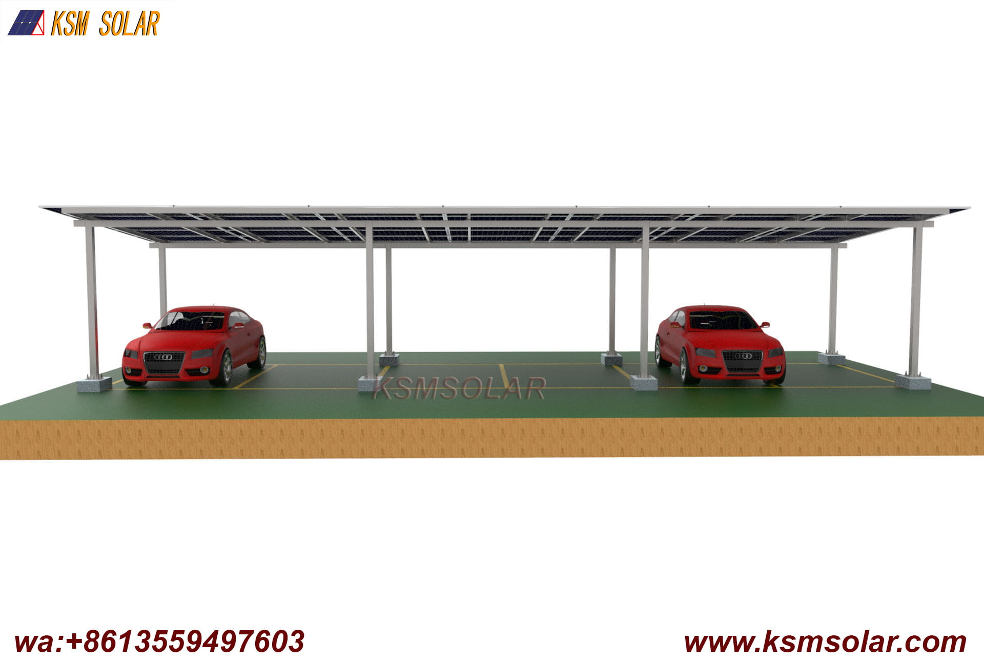 ZAM Steel Dual-Column Solar Carport 