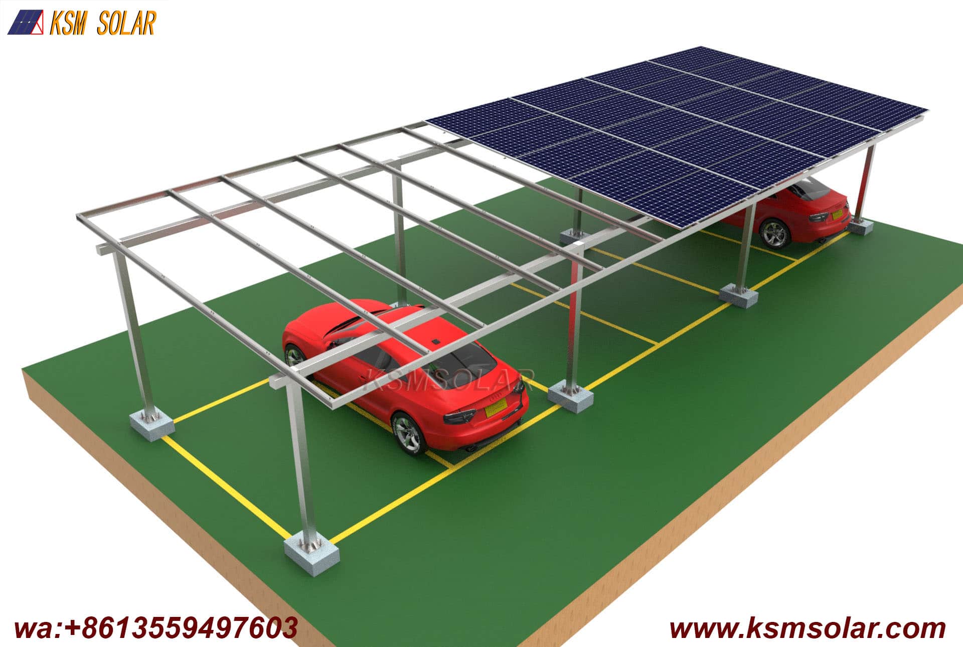 ZAM Steel Dual-Column Solar Carport 