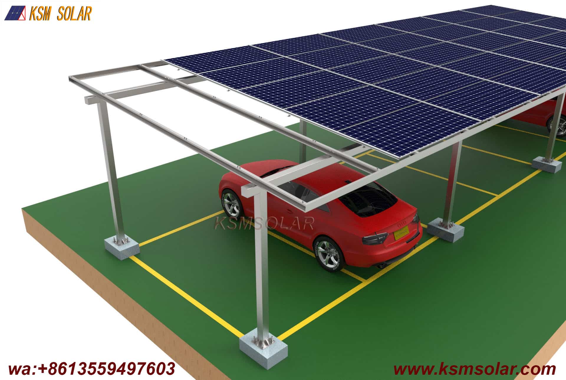 ZAM Steel Dual-Column Solar Carport 