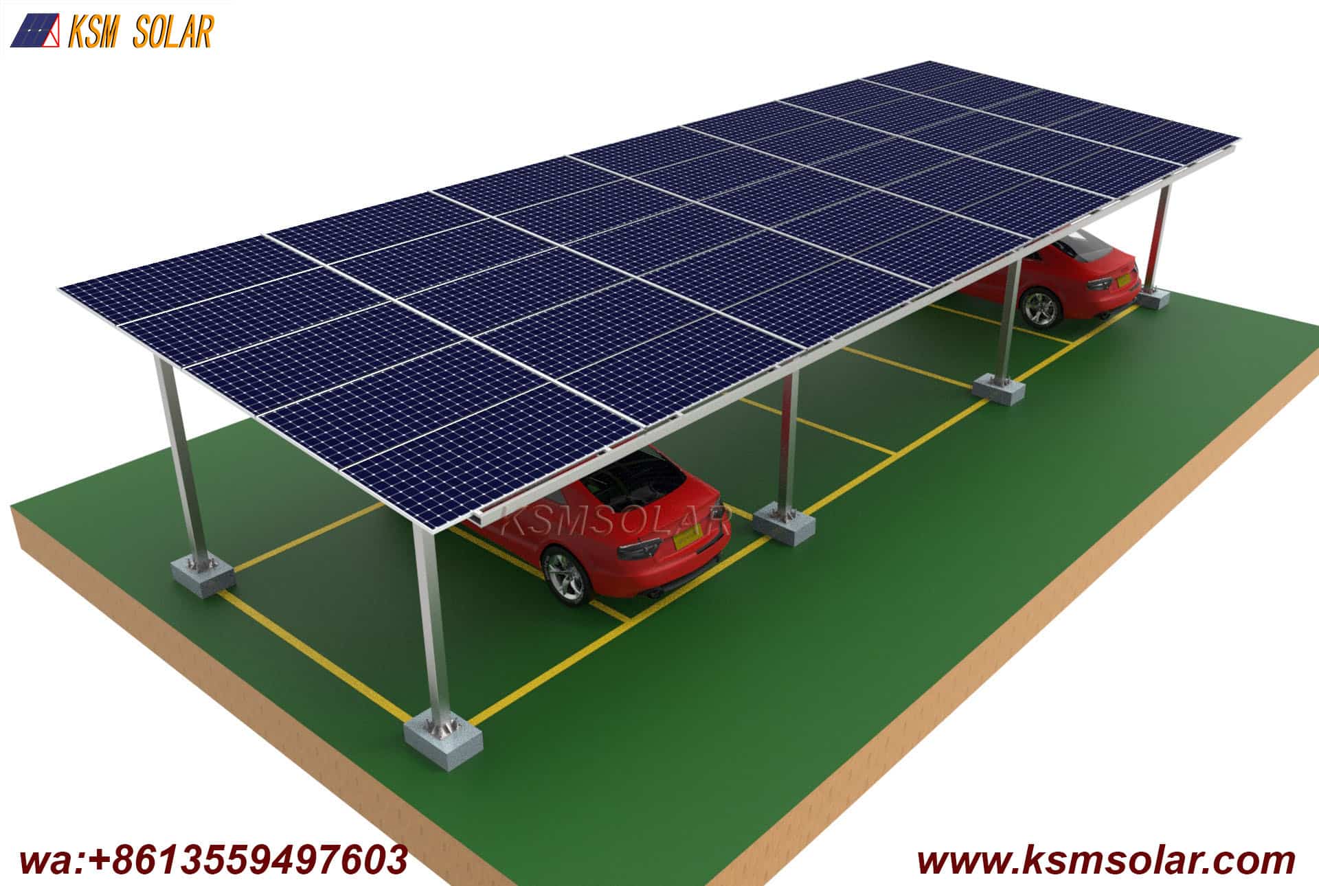 ZAM Steel Dual-Column Solar Carport 