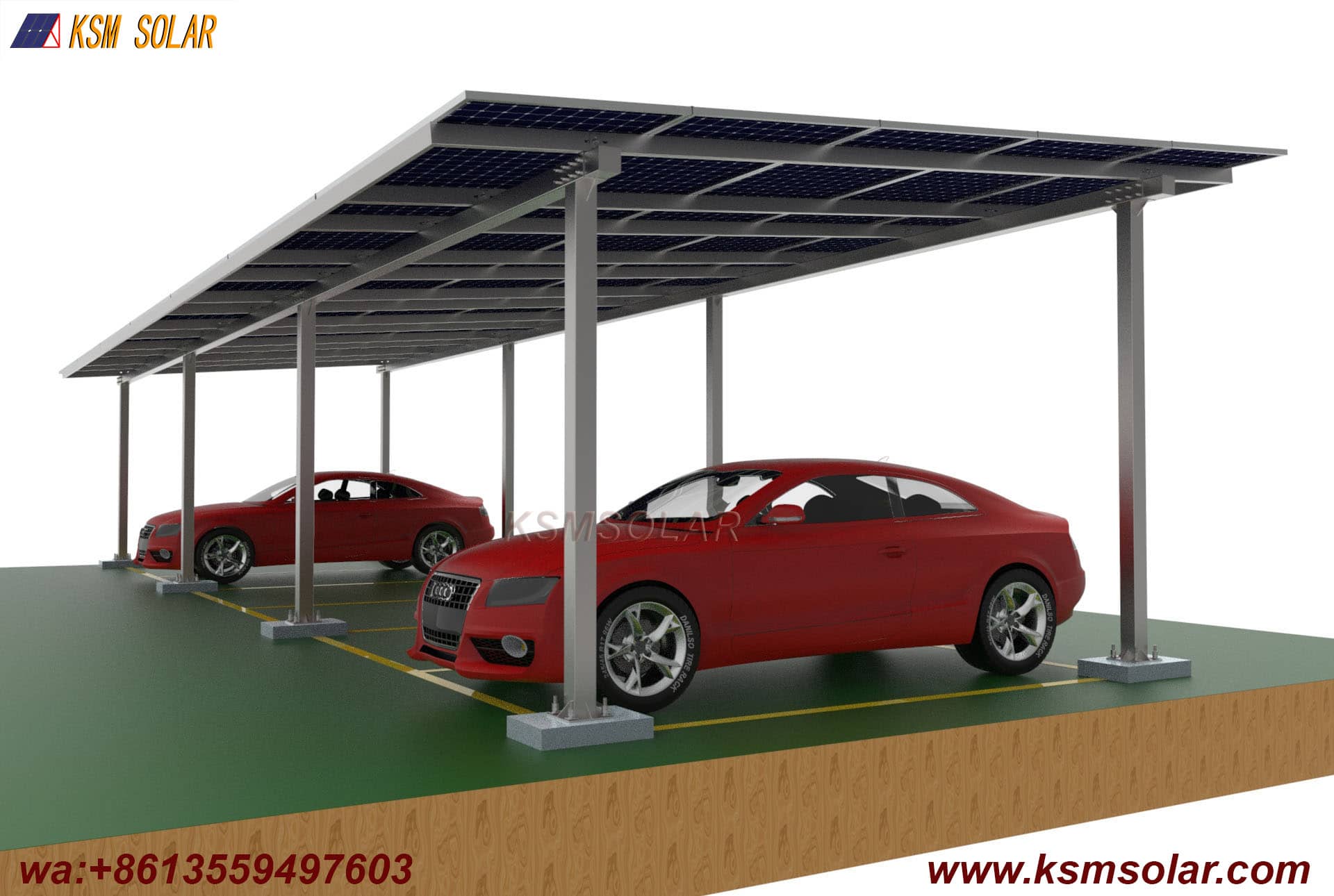 ZAM Steel Dual-Column Solar Carport 