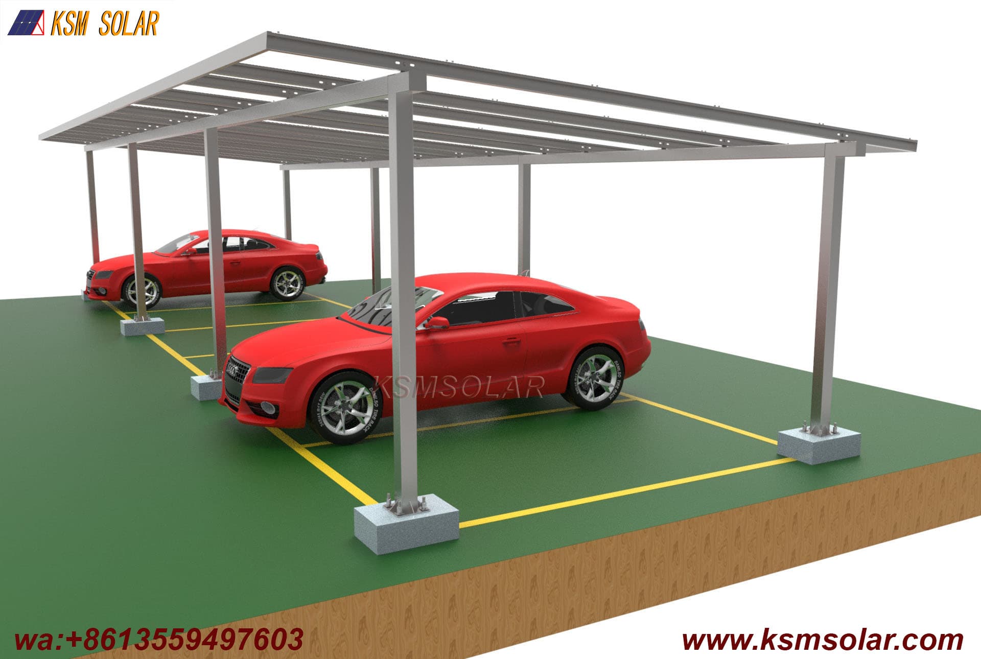 ZAM Steel Dual-Column Solar Carport 