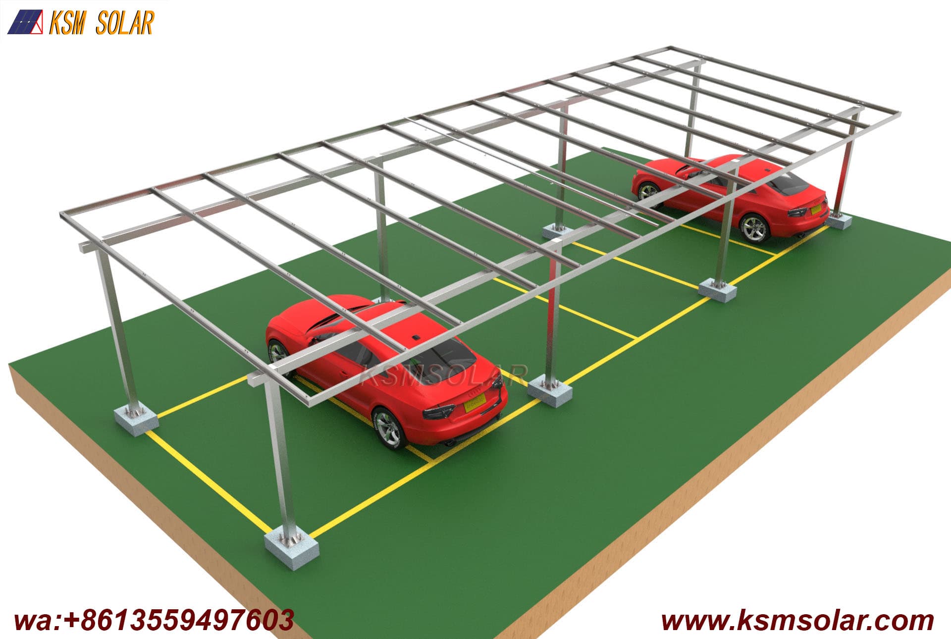 ZAM Steel Dual-Column Solar Carport 