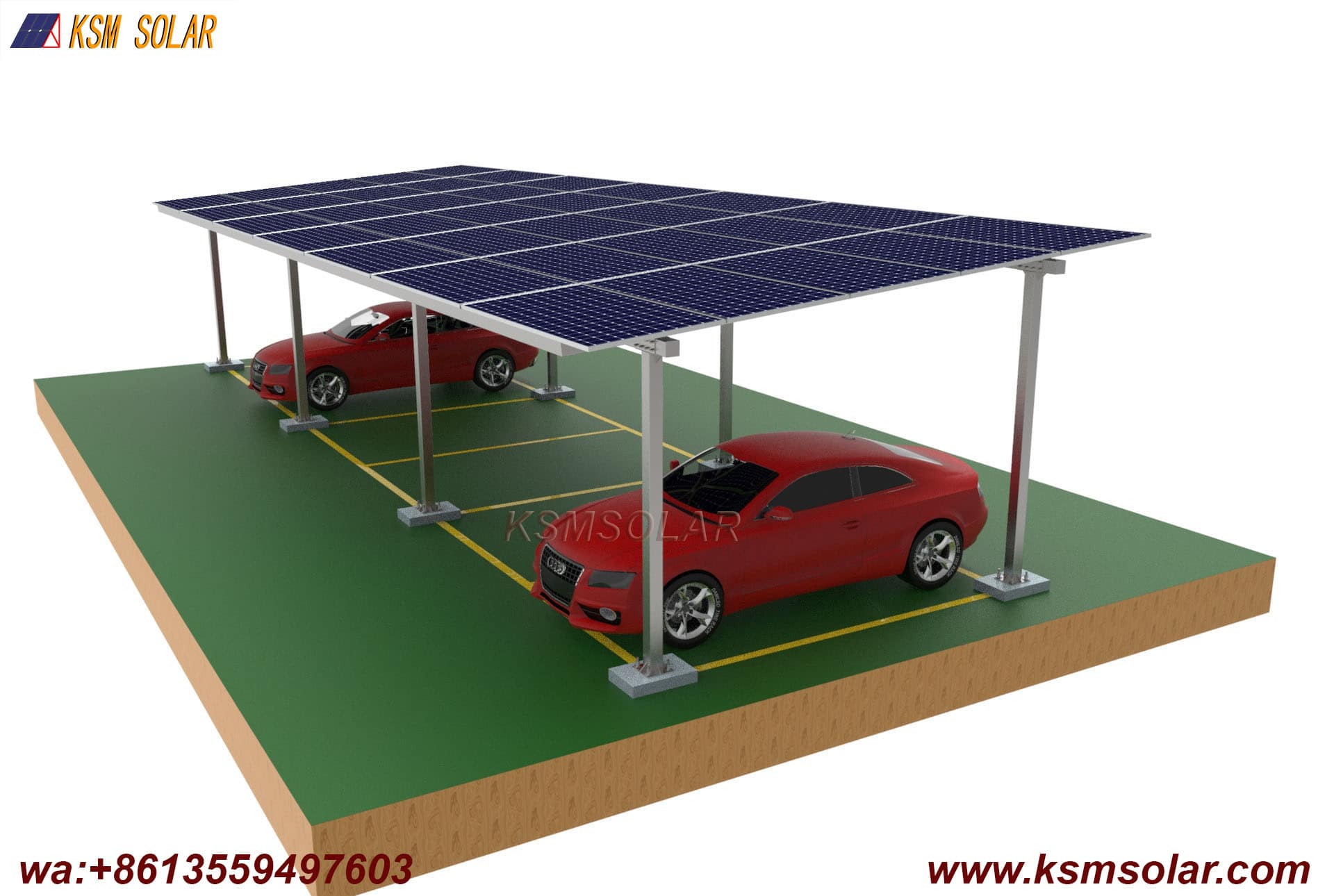 ZAM Steel Dual-Column Solar Carport 