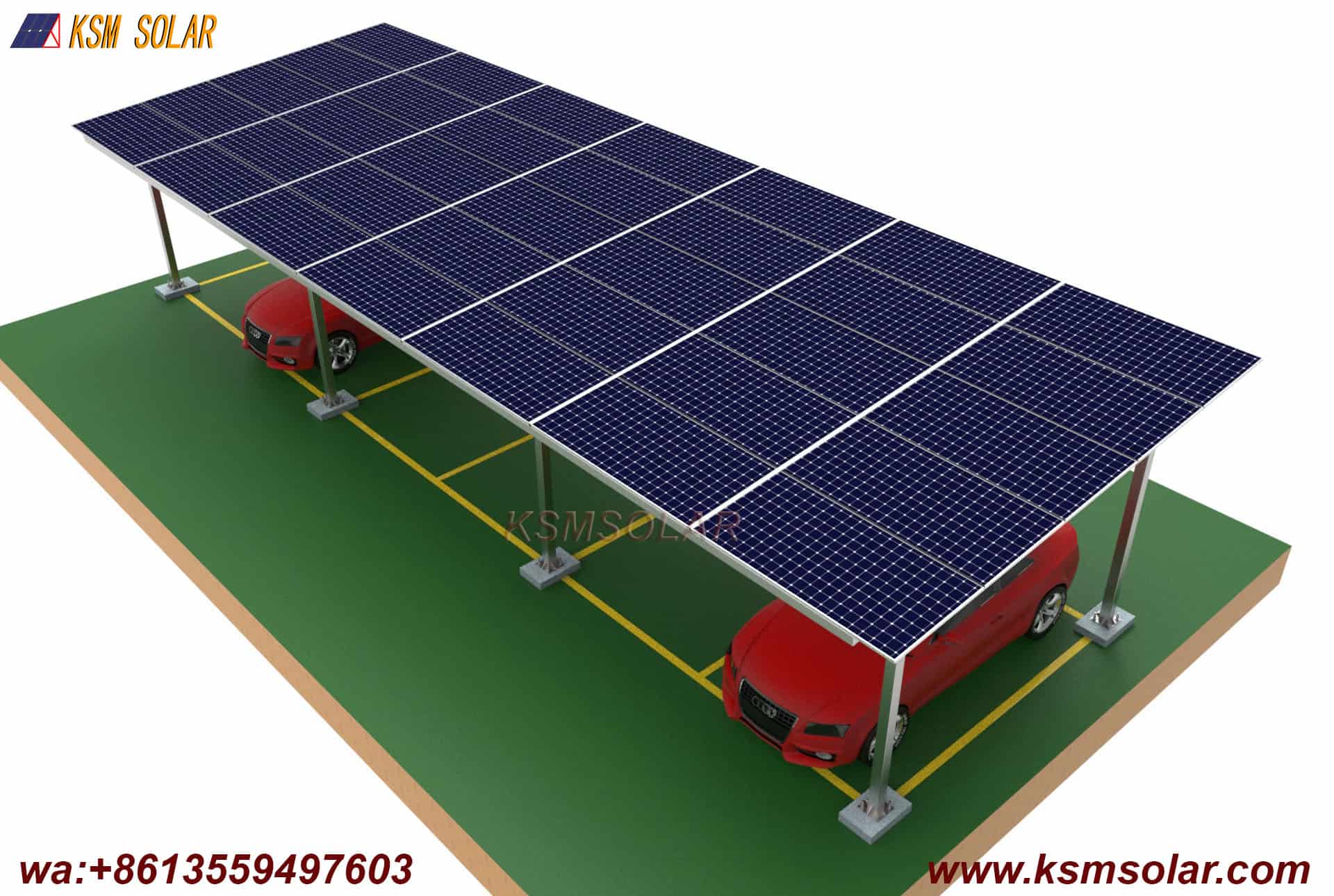 ZAM Steel Dual-Column Solar Carport 