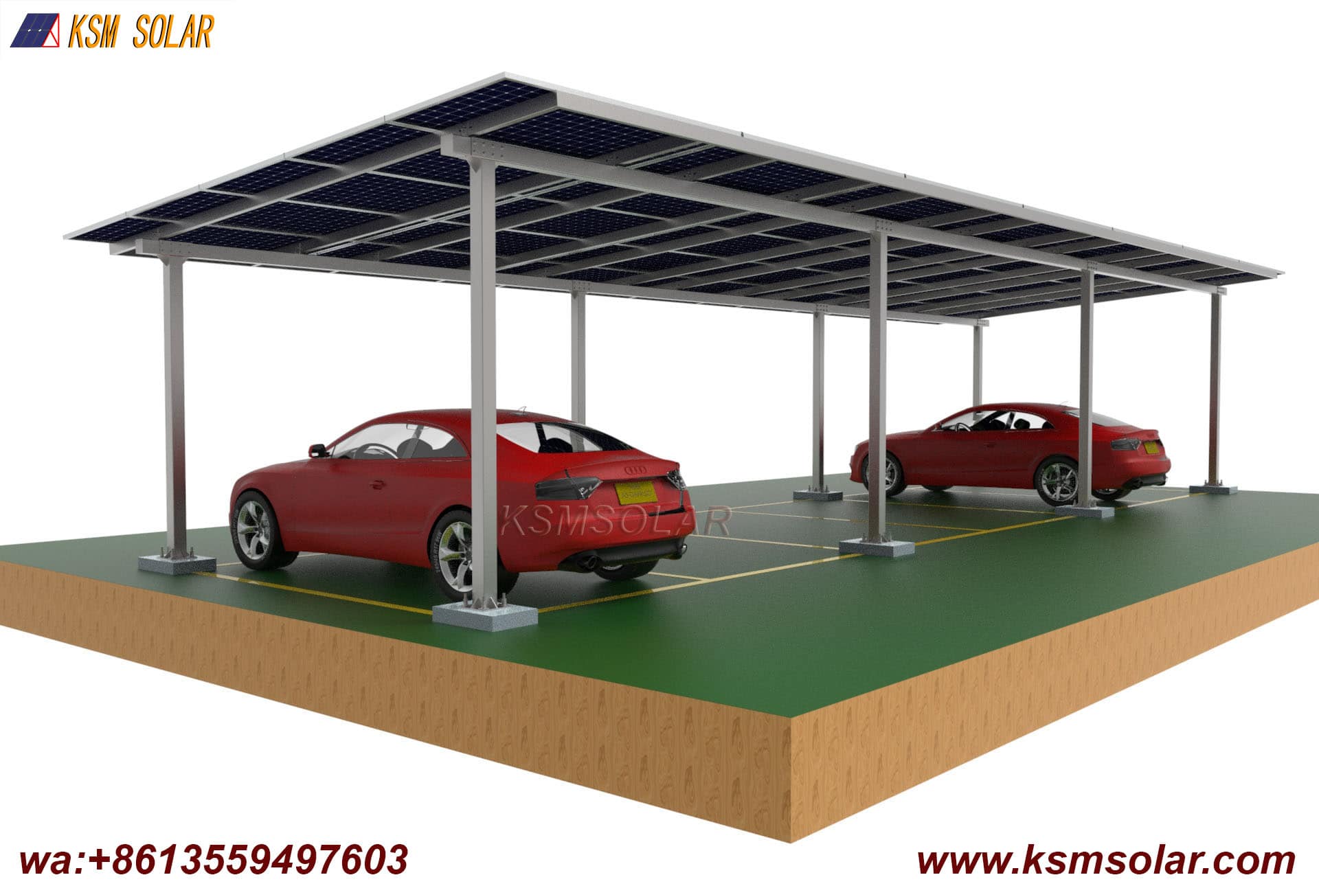 ZAM Steel Dual-Column Solar Carport 