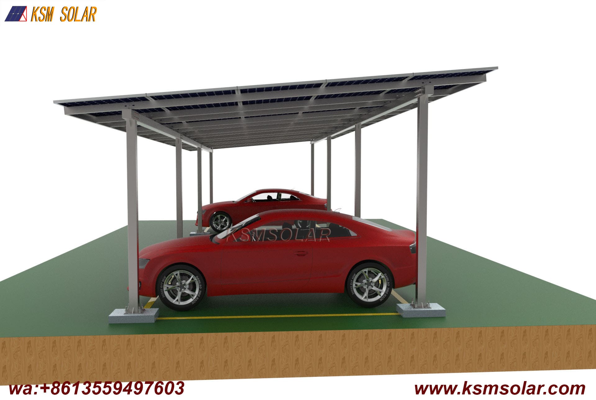 ZAM Steel Dual-Column Solar Carport 