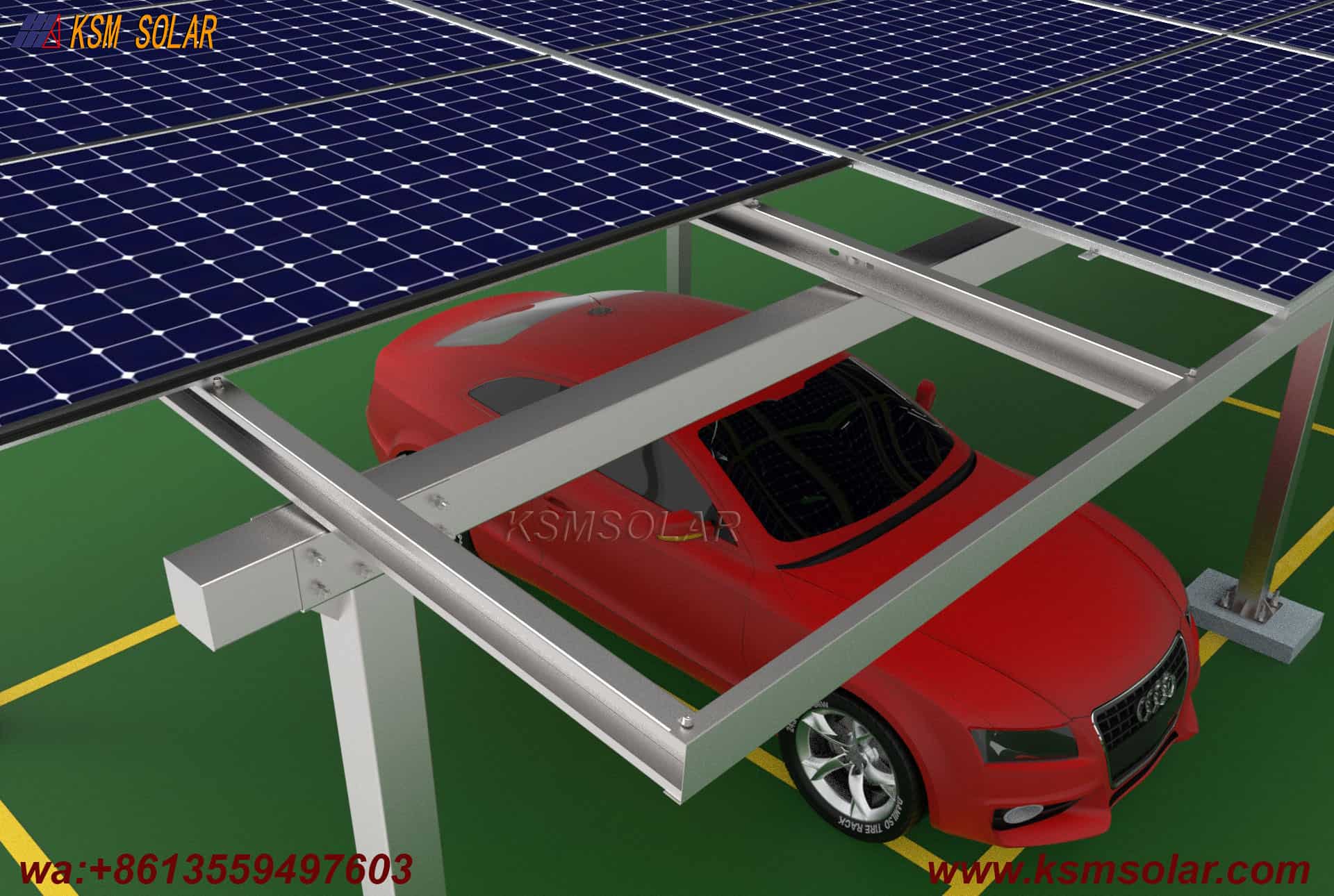 ZAM Steel Dual-Column Solar Carport 