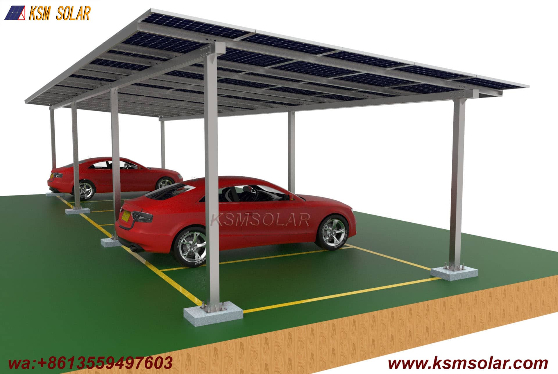 ZAM Steel Dual-Column Solar Carport 