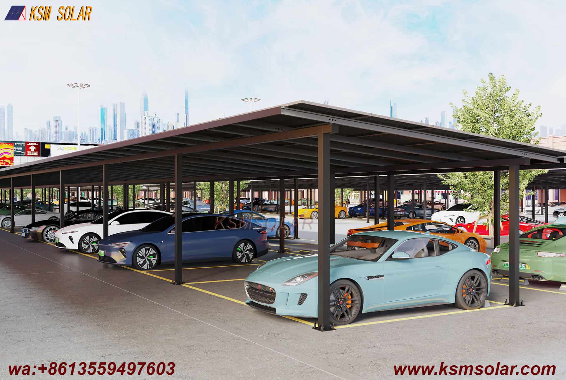 ZAM Steel Dual-Column Solar Carport 