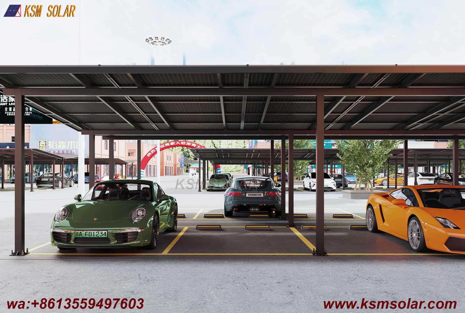ZAM Steel Dual-Column Solar Carport 
