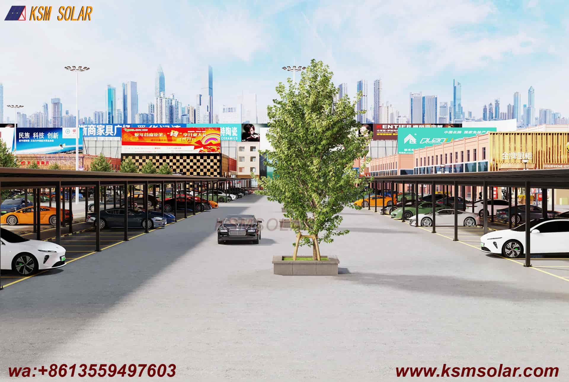 ZAM Steel Dual-Column Solar Carport 