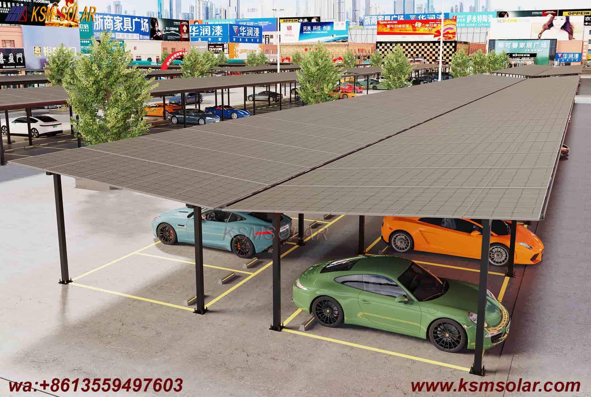 ZAM Steel Dual-Column Solar Carport 