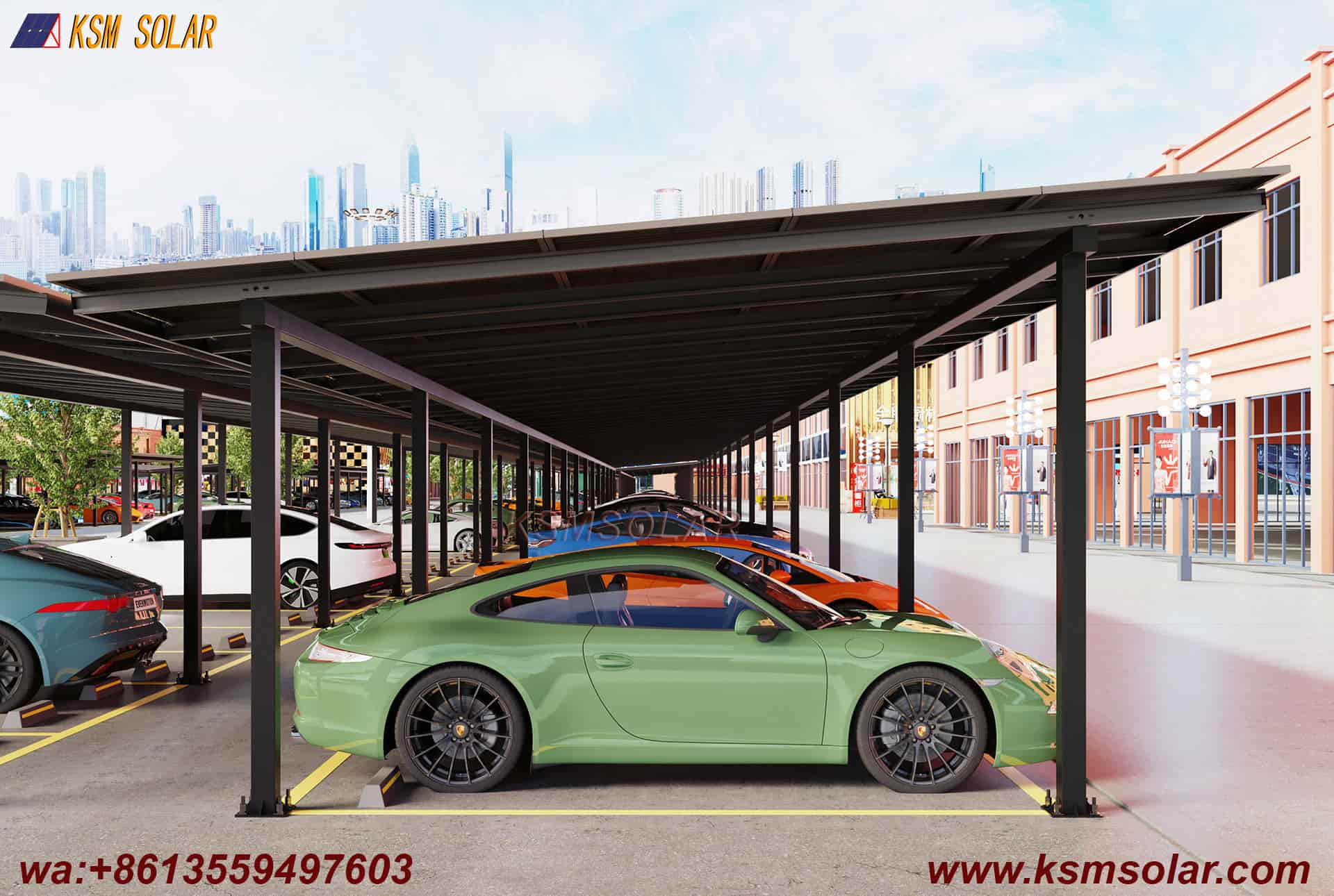 ZAM Steel Dual-Column Solar Carport 