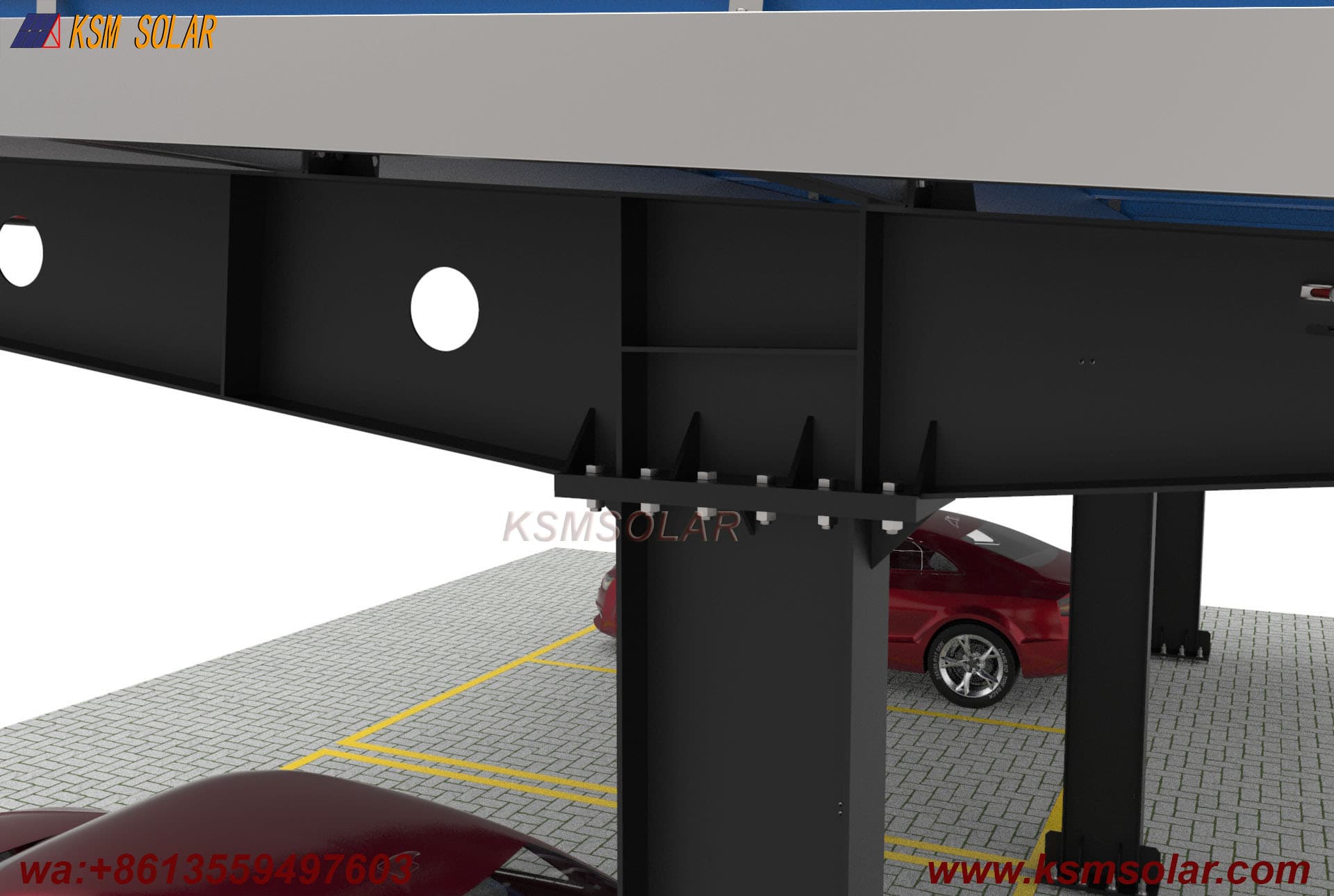 H-Beam Single-Column Waterproof Solar Carport