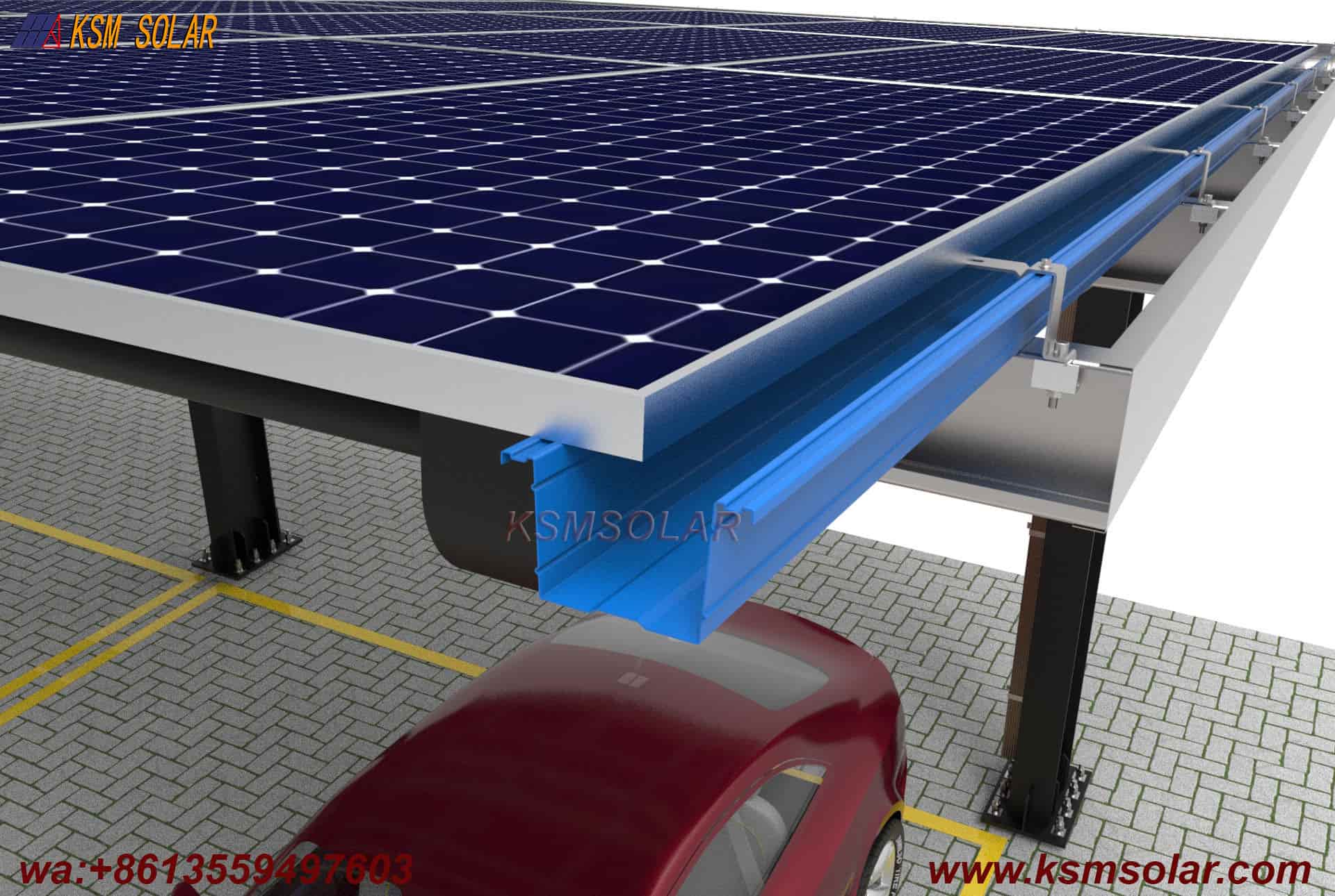 H-Beam Single-Column Waterproof Solar Carport