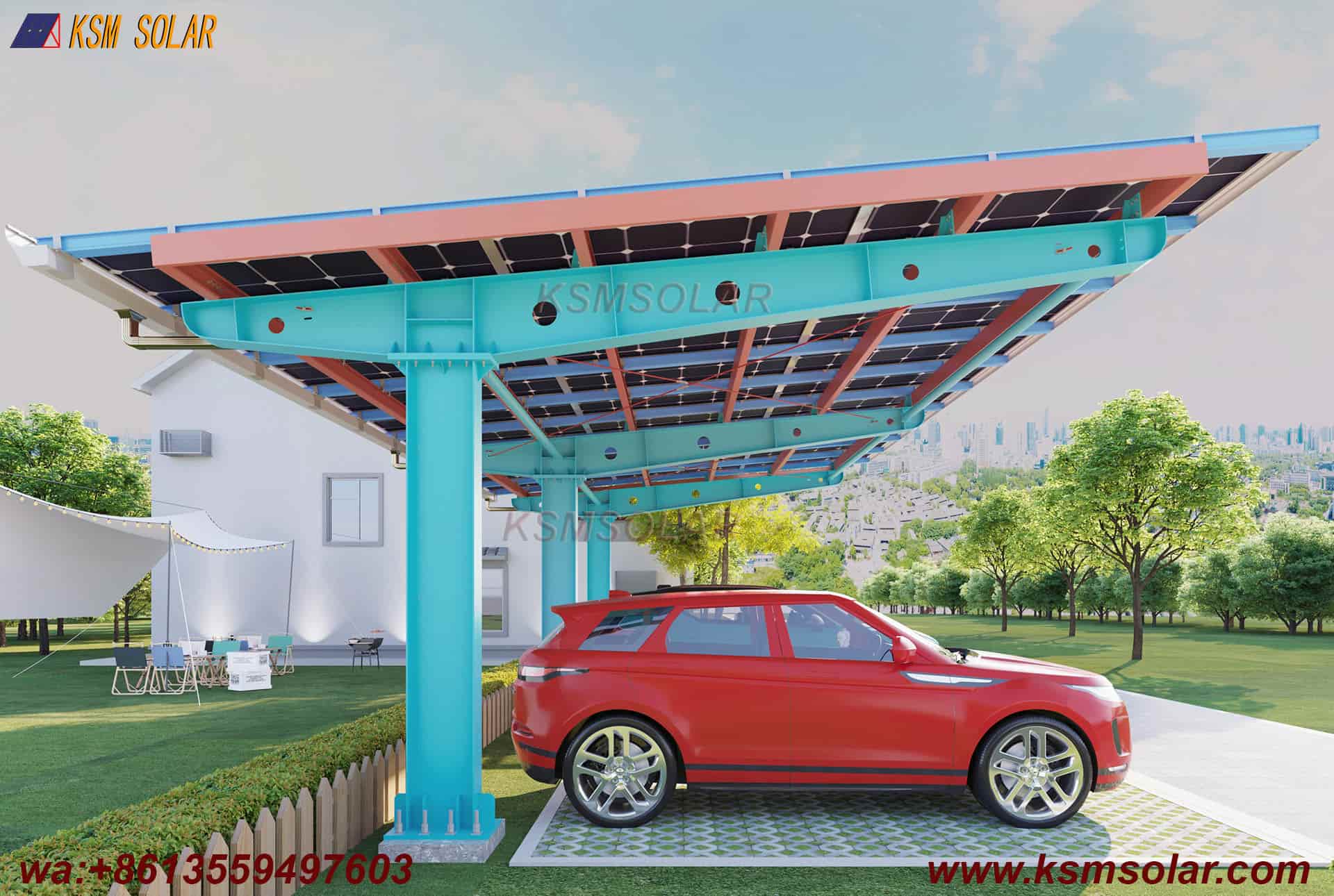 H-Beam Single-Column Waterproof Solar Carport