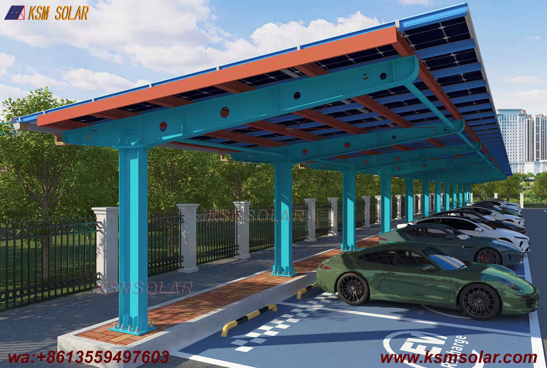 H-Beam Single-Column Waterproof Solar Carport