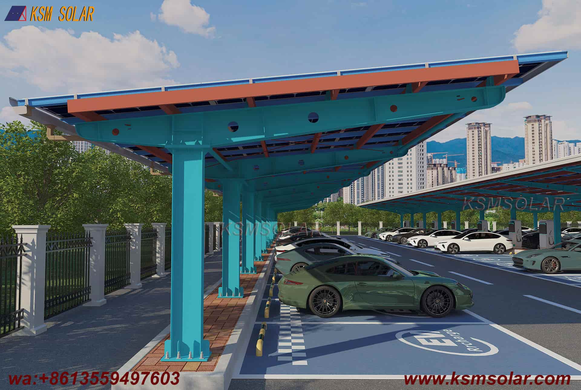 H-Beam Single-Column Waterproof Solar Carport