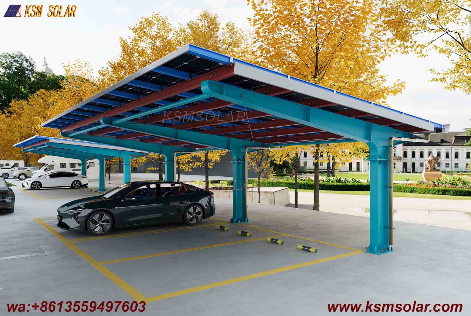 Carbon Steel Single-Column Waterproof Solar Carport