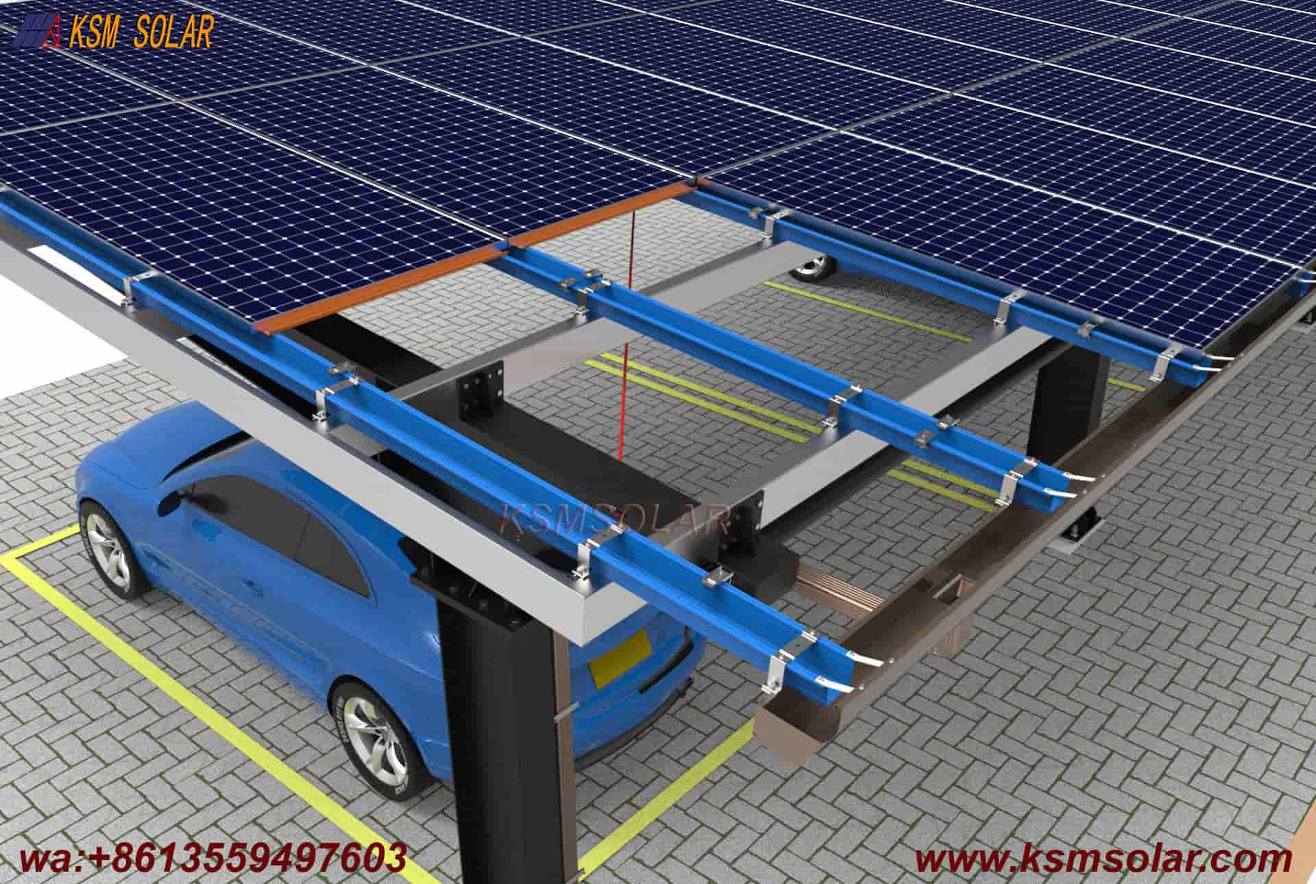 Carbon Steel Single-Column Waterproof Solar Carport