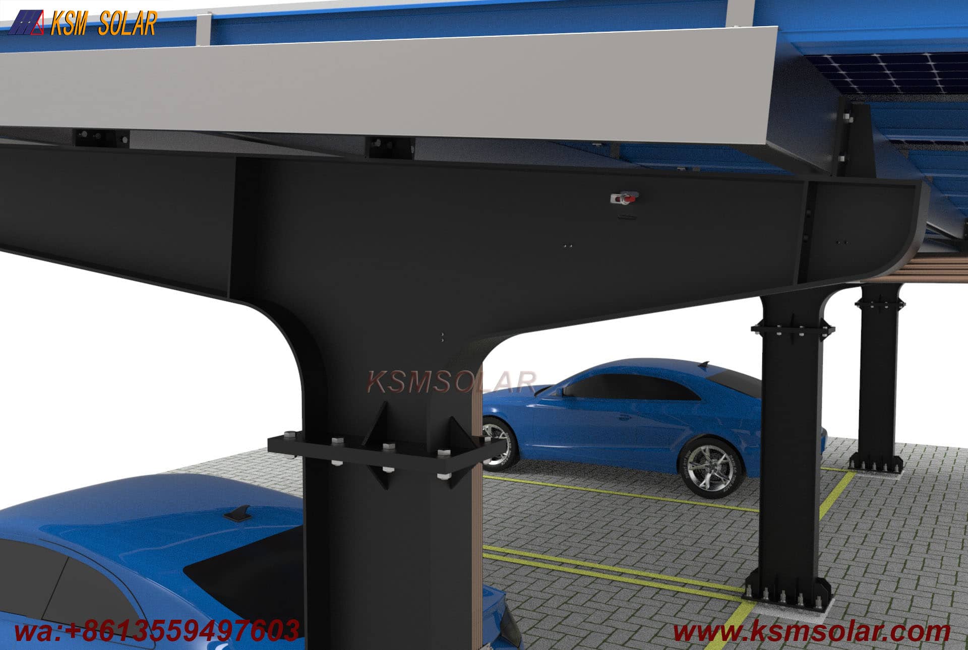 Carbon Steel Single-Column Waterproof Solar Carport