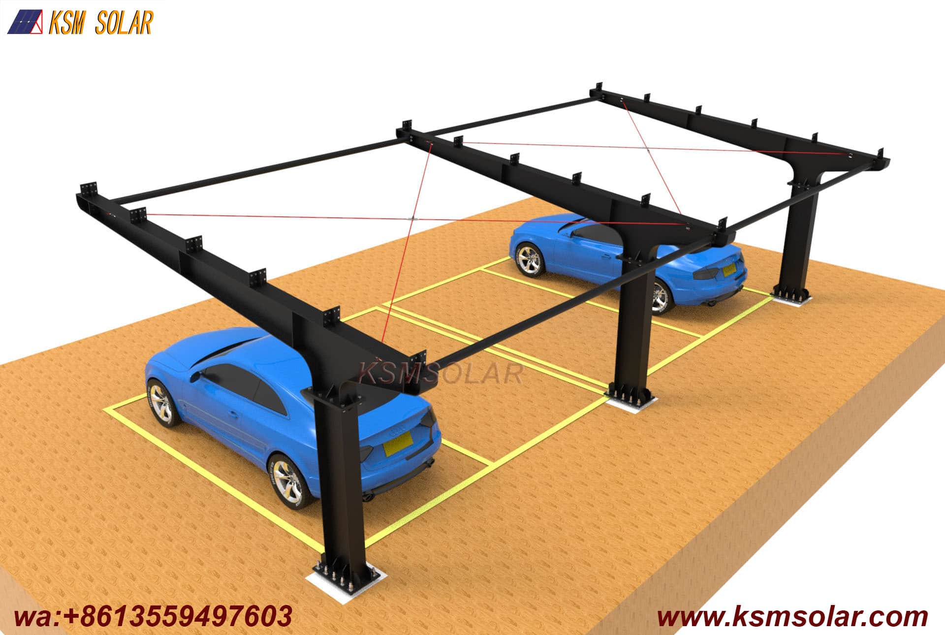 Carbon Steel Single-Column Waterproof Solar Carport