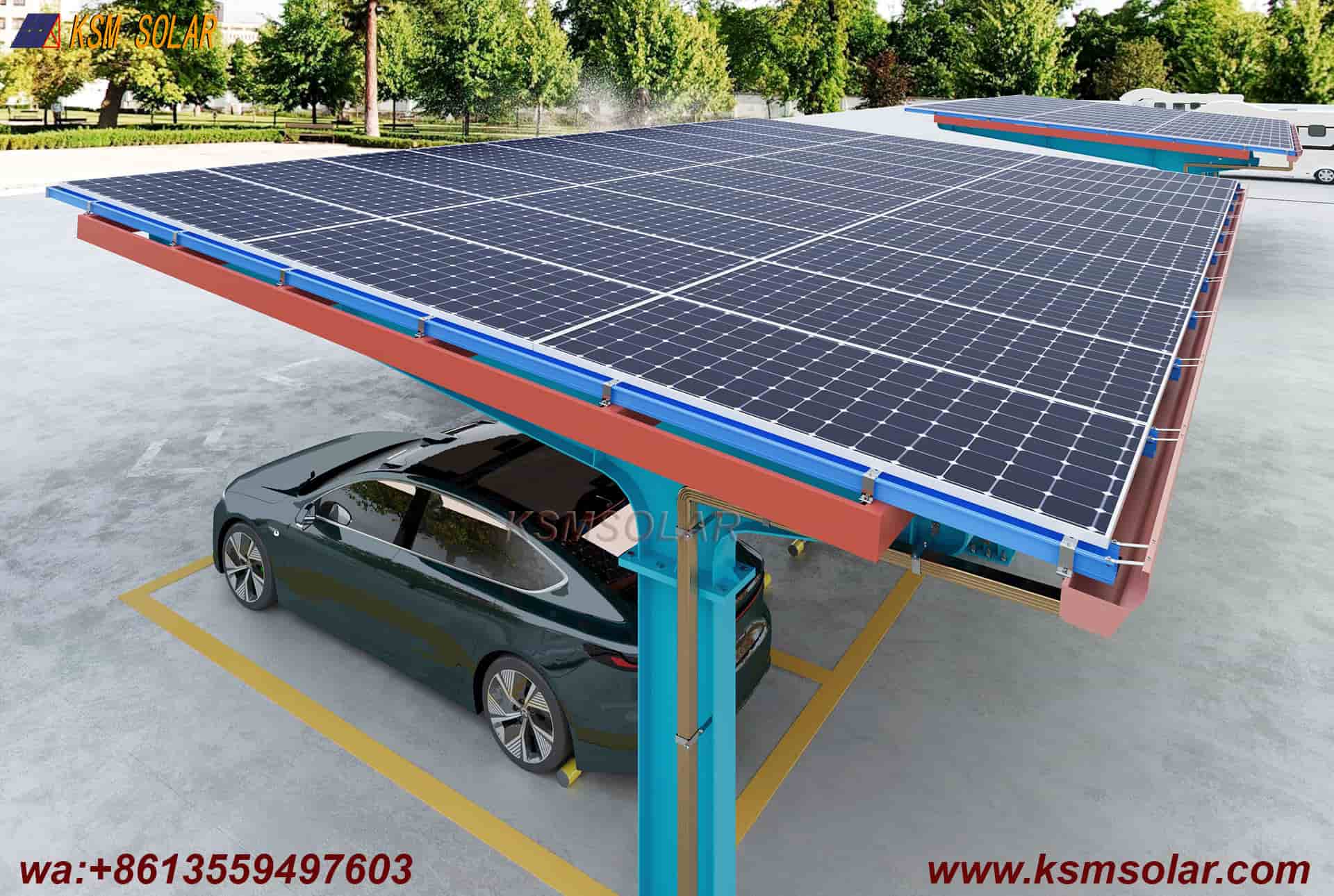 Carbon Steel Single-Column Waterproof Solar Carport