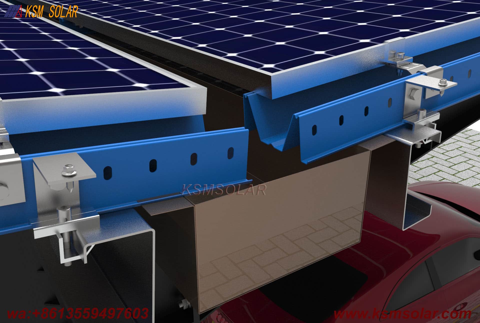 H-Beam Single-Column Dual-Inclined Solar Carport
