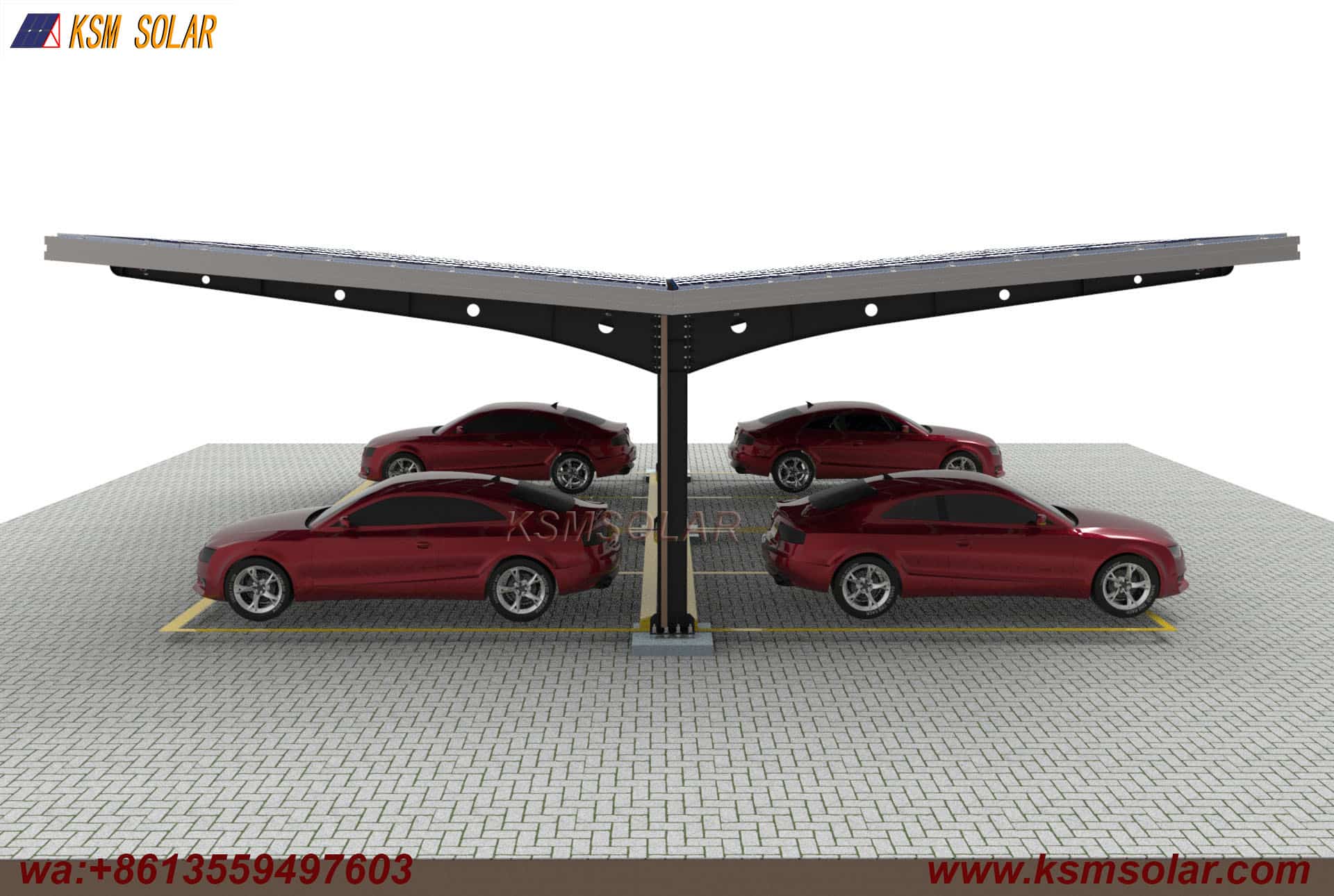 H-Beam Single-Column Dual-Inclined Solar Carport