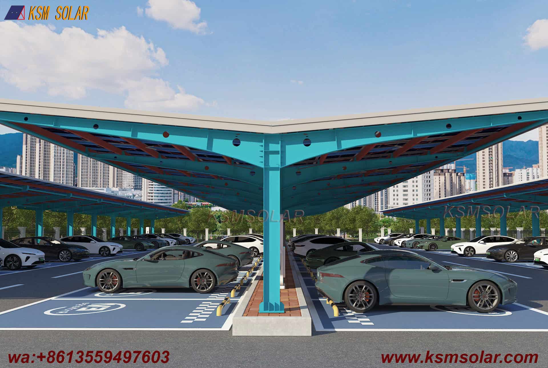 H-Beam Single-Column Dual-Inclined Solar Carport