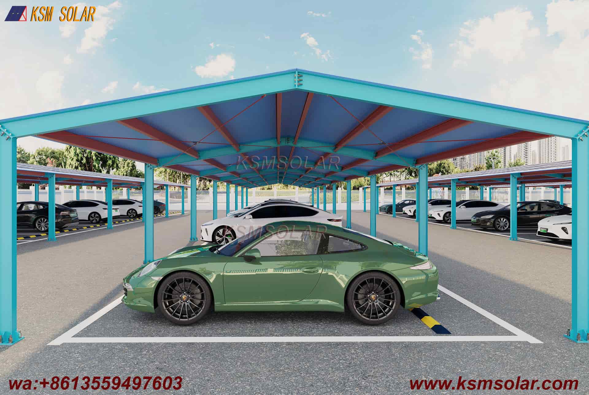 H-Beam Dual-Slope Large-Span Solar Carport