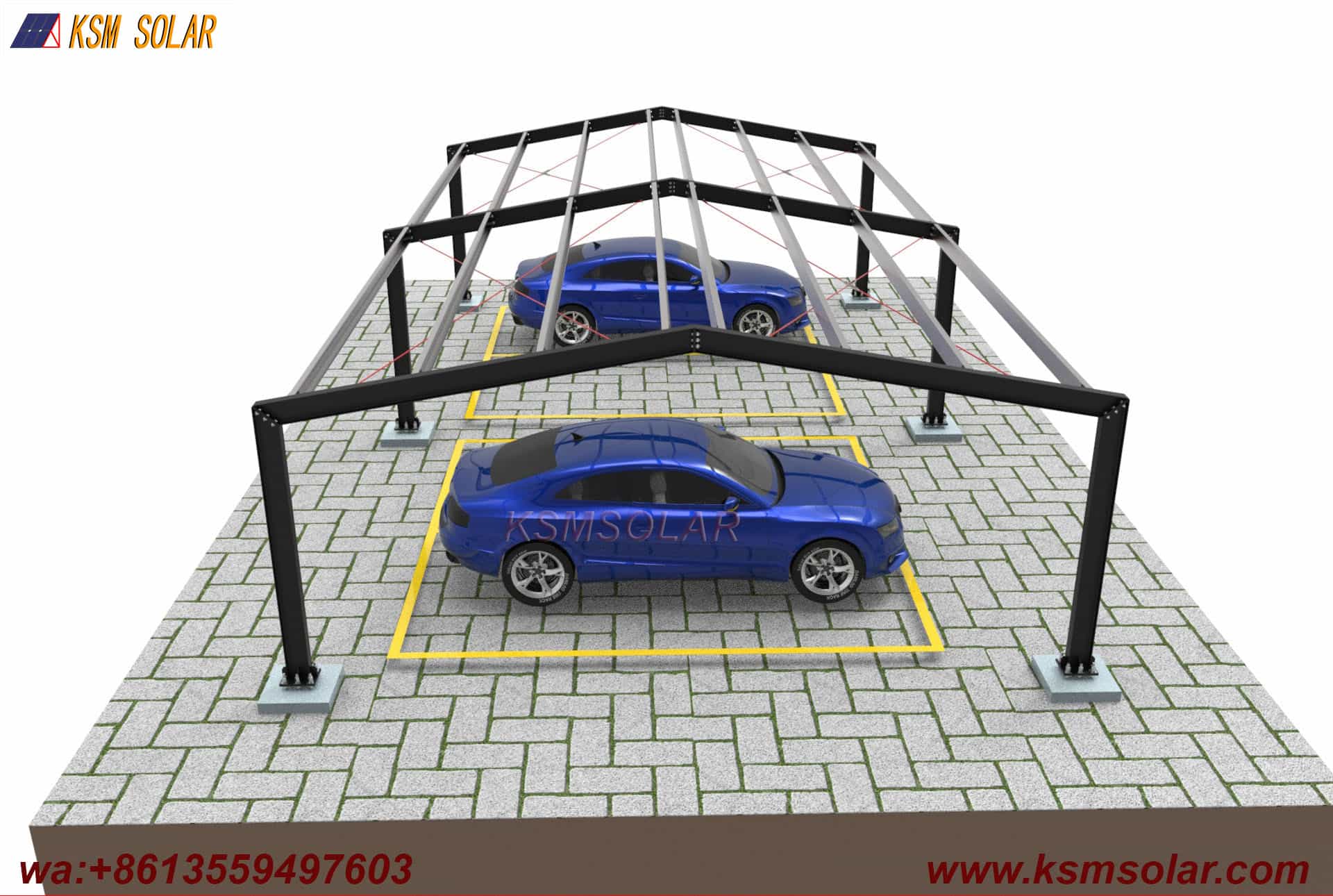 H-Beam Dual-Slope Large-Span Solar Carport