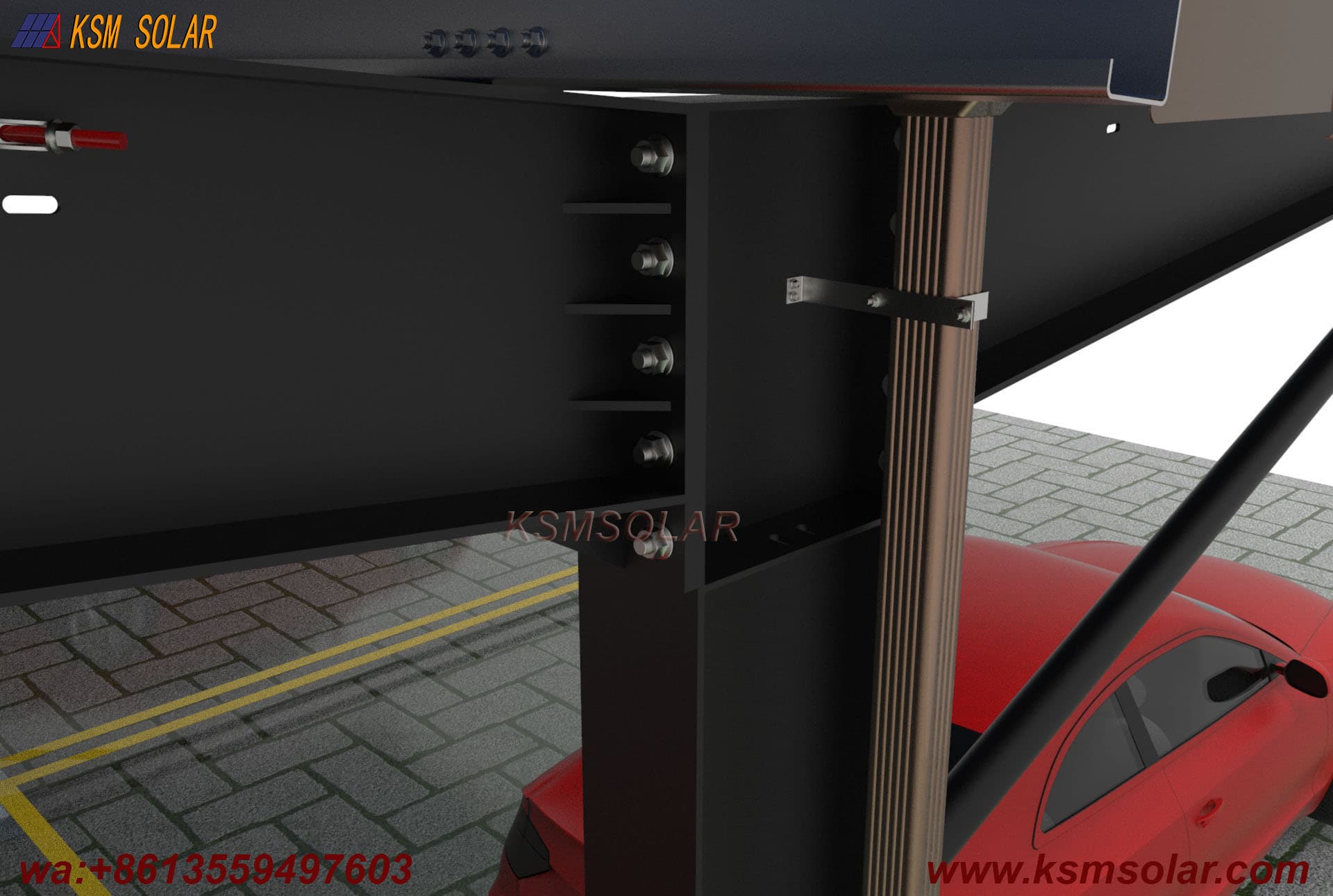 H-Beam Metal Roof Waterproof Solar Carport