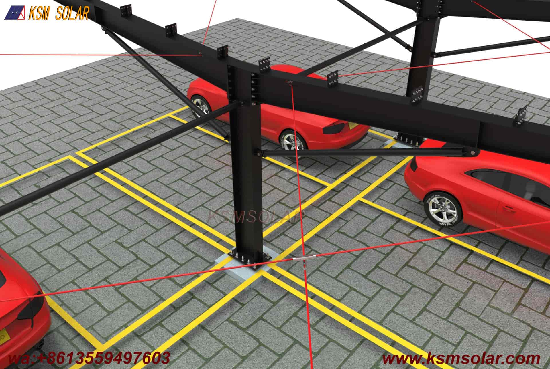 H-Beam Metal Roof Waterproof Solar Carport