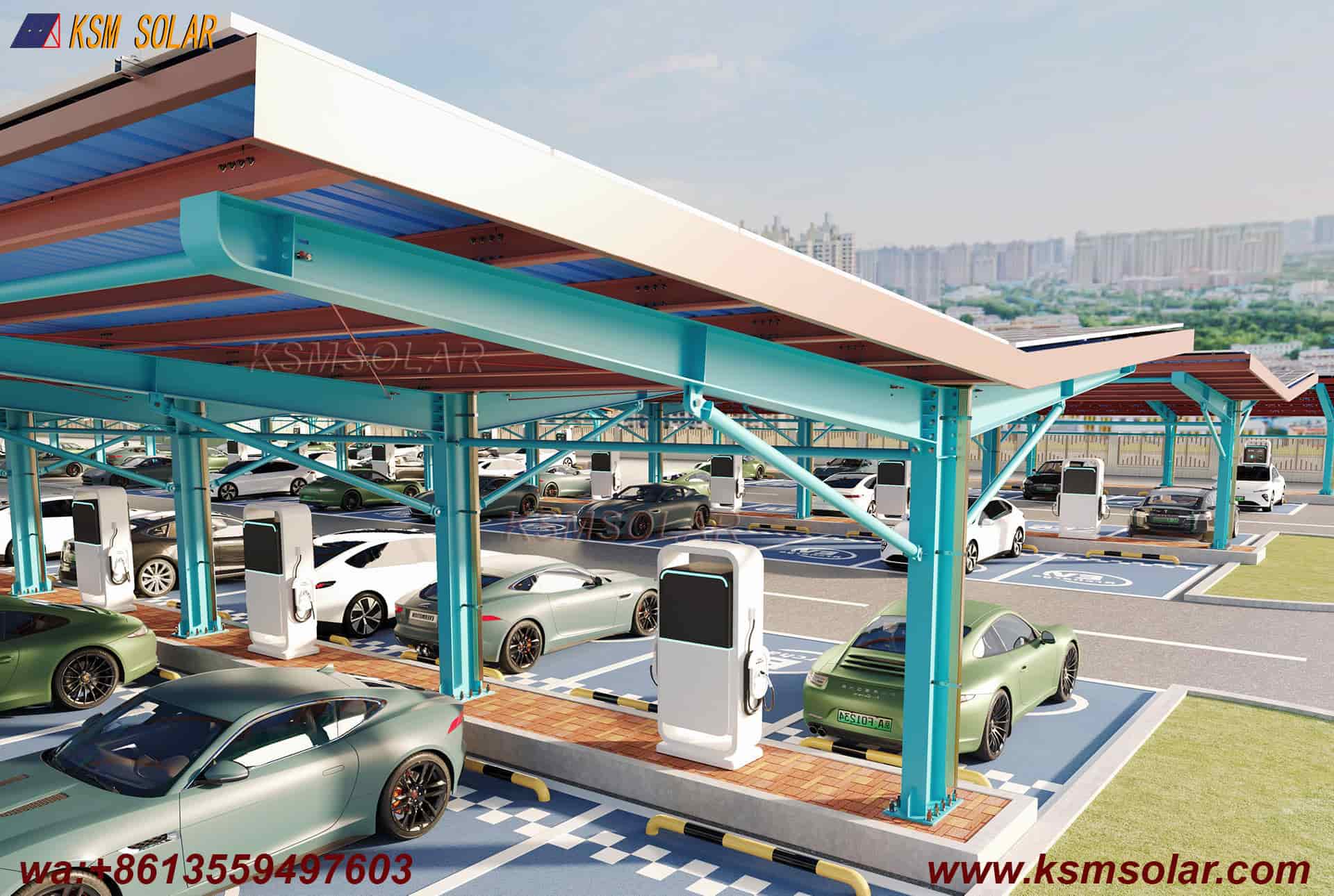 H-Beam Metal Roof Waterproof Solar Carport