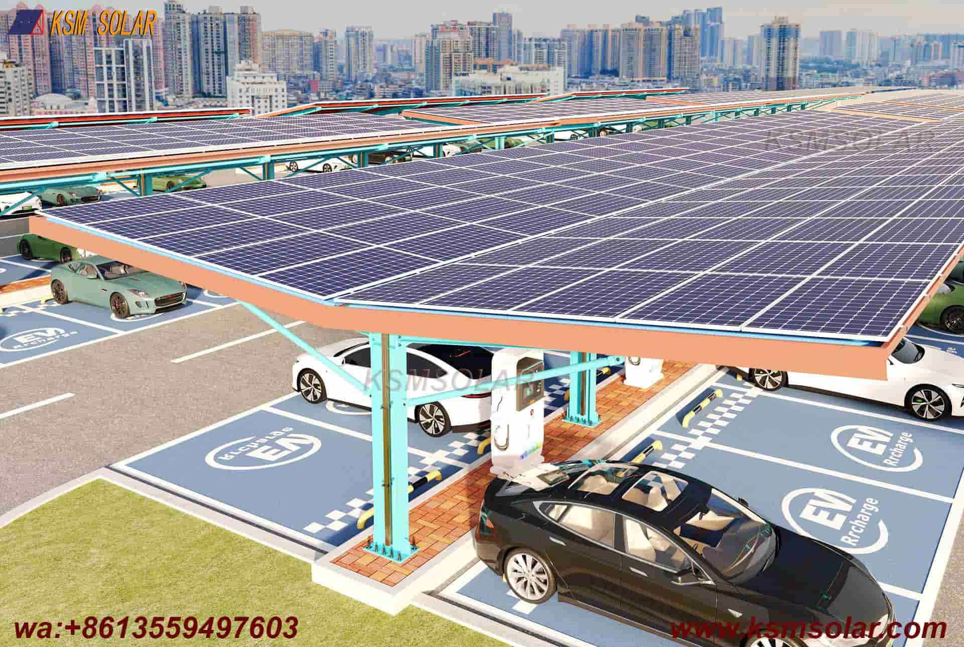 H-Beam Metal Roof Waterproof Solar Carport