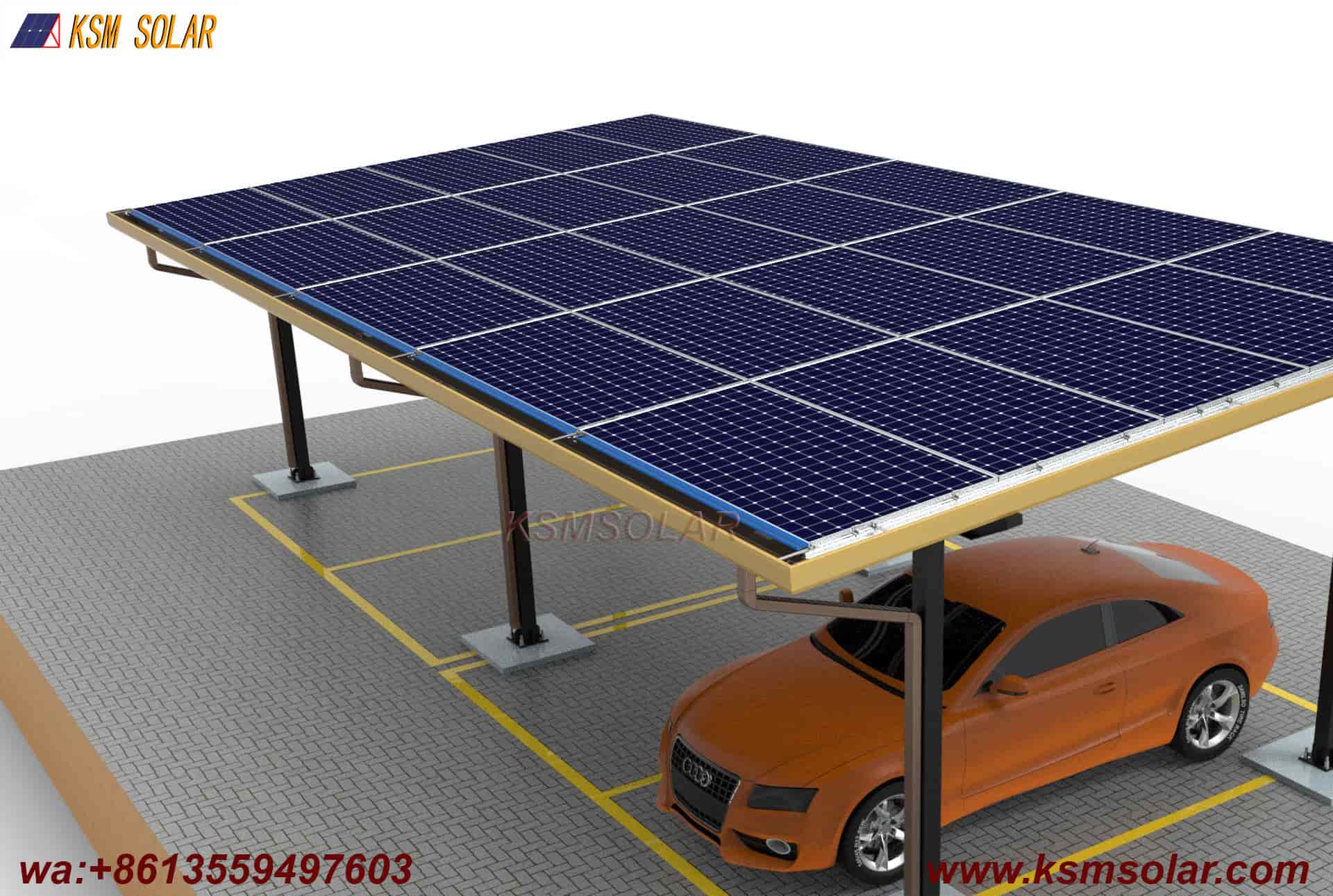 Square Tube Column with H-Beam Girder Solar Carport