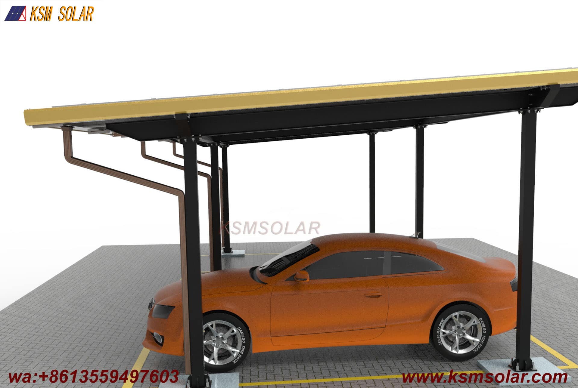Square Tube Column with H-Beam Girder Solar Carport