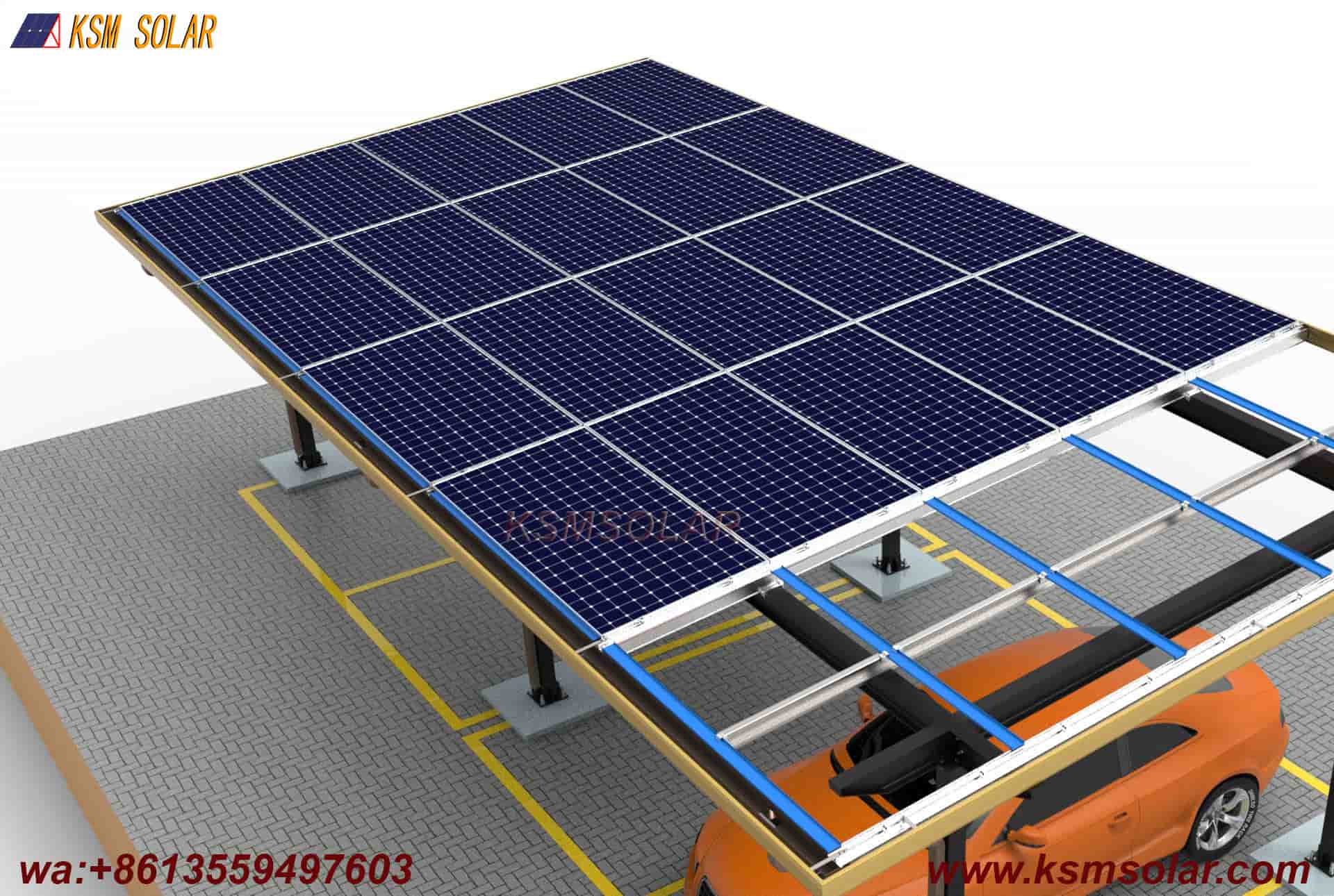 Square Tube Column with H-Beam Girder Solar Carport
