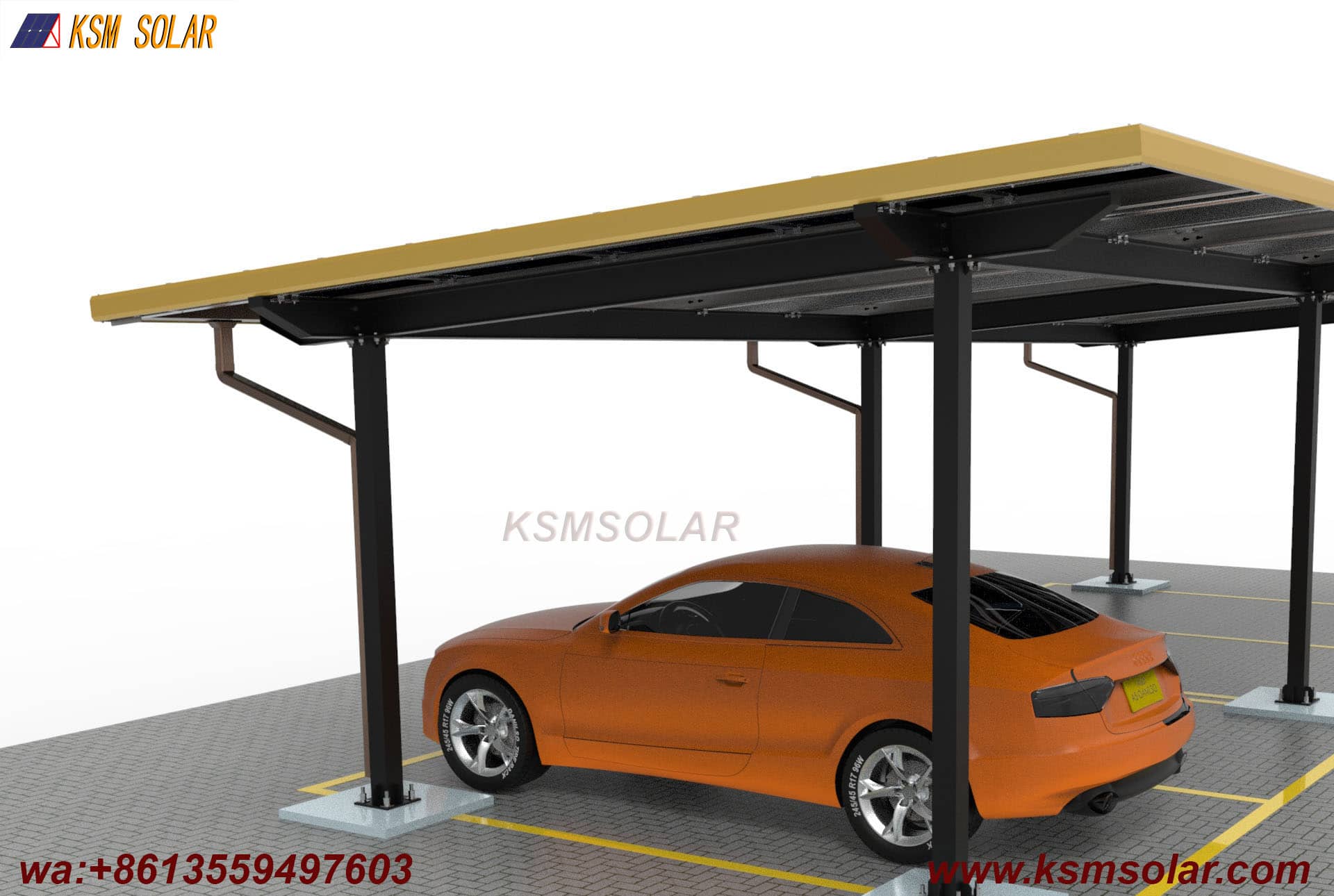 Square Tube Column with H-Beam Girder Solar Carport