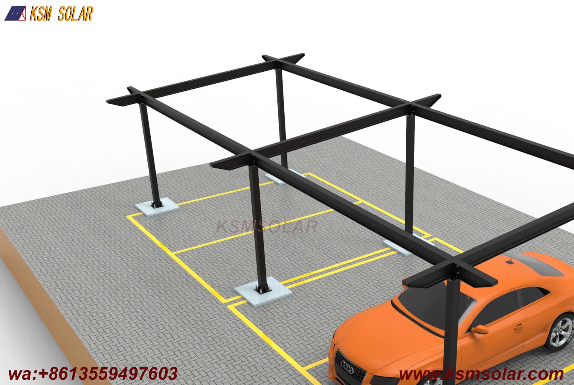 Square Tube Column with H-Beam Girder Solar Carport