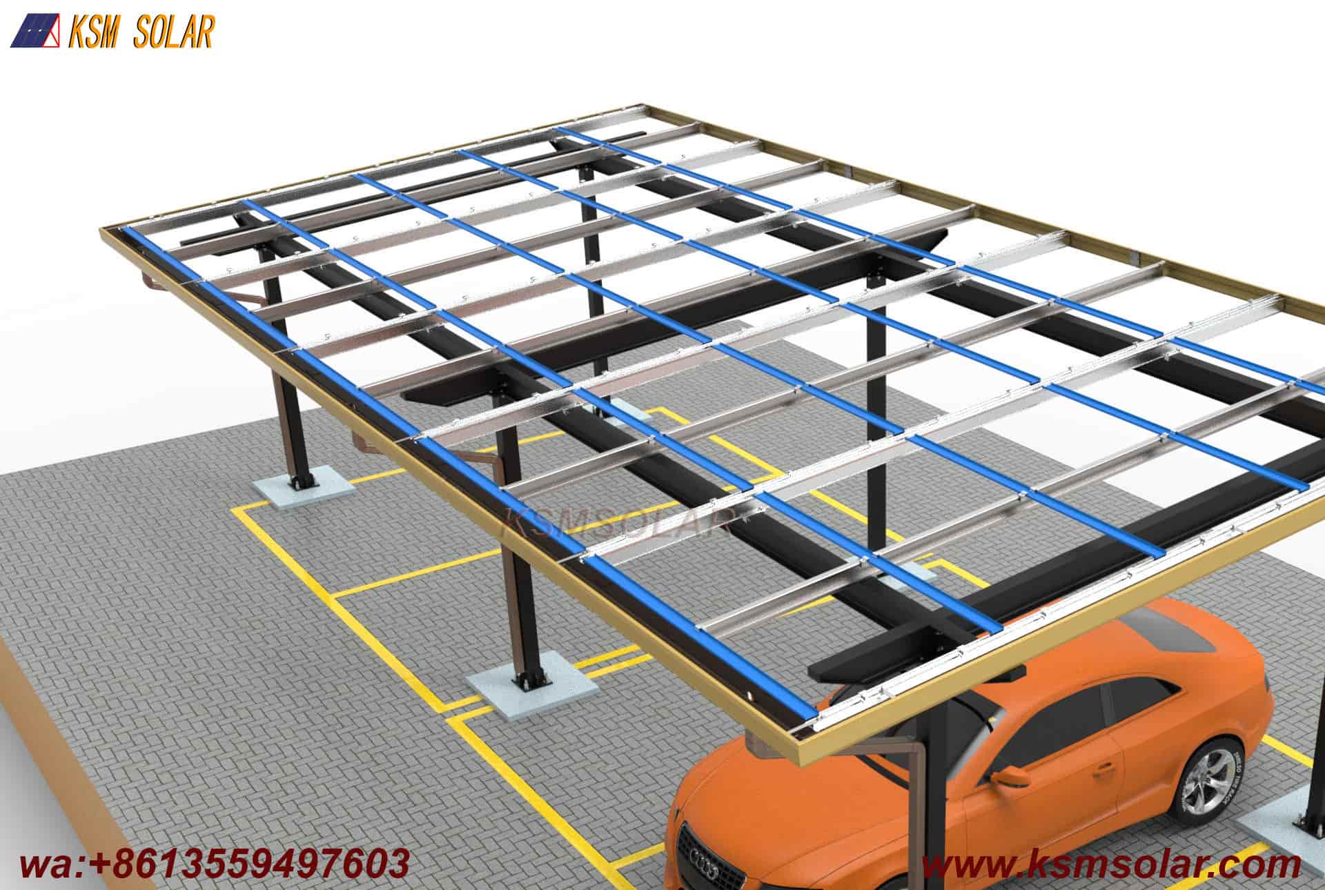 Square Tube Column with H-Beam Girder Solar Carport