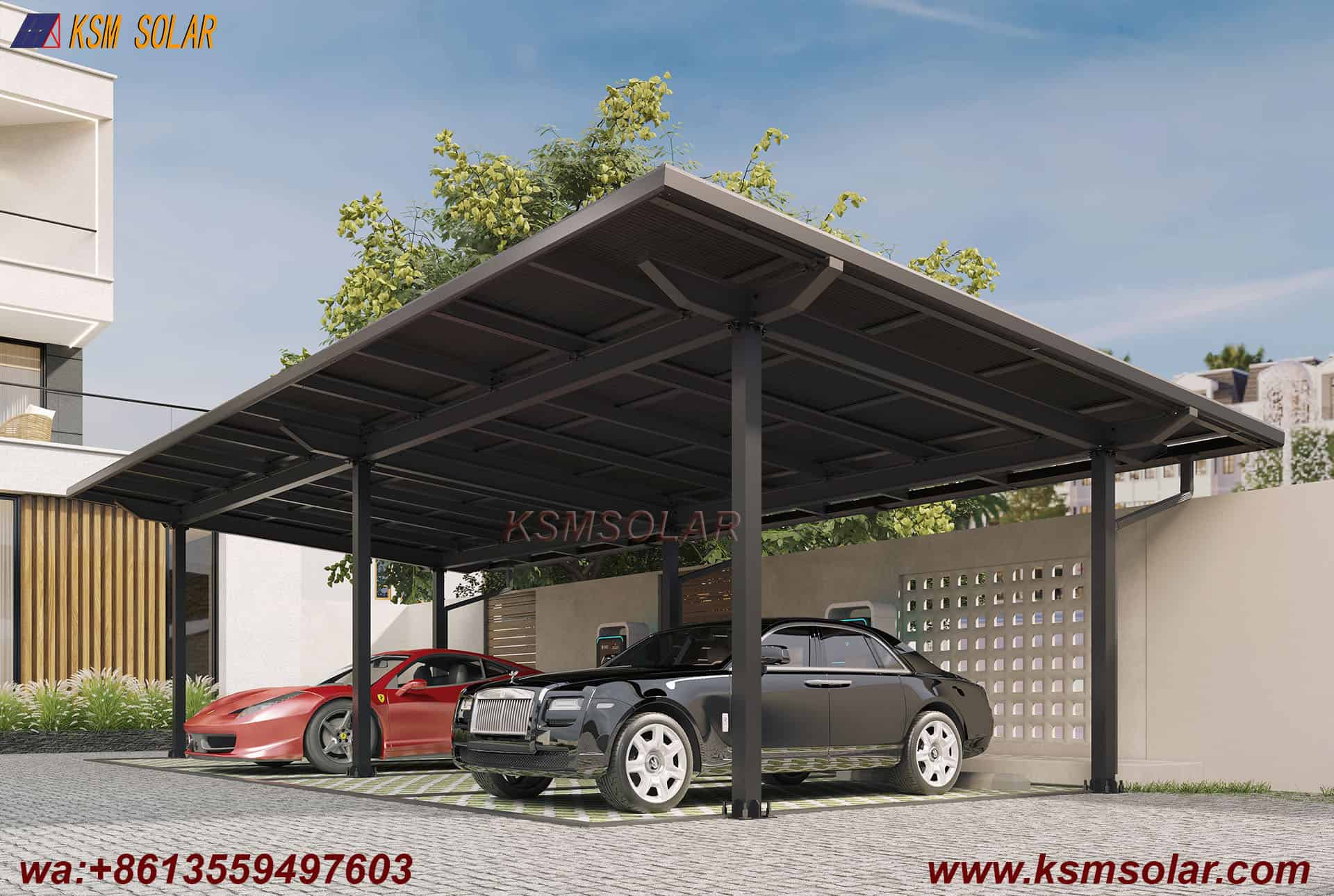 Square Tube Column with H-Beam Girder Solar Carport