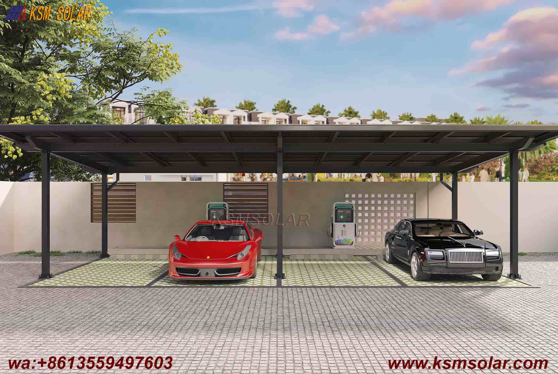 Square Tube Column with H-Beam Girder Solar Carport