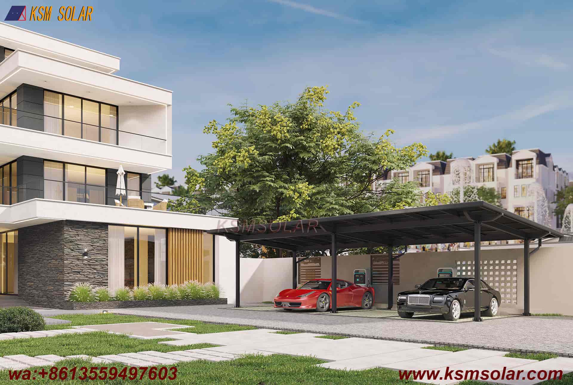 Square Tube Column with H-Beam Girder Solar Carport