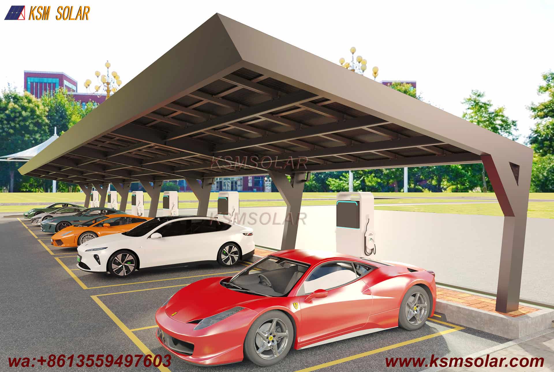Custom L-Shape Single-Slope Frame Solar Carport