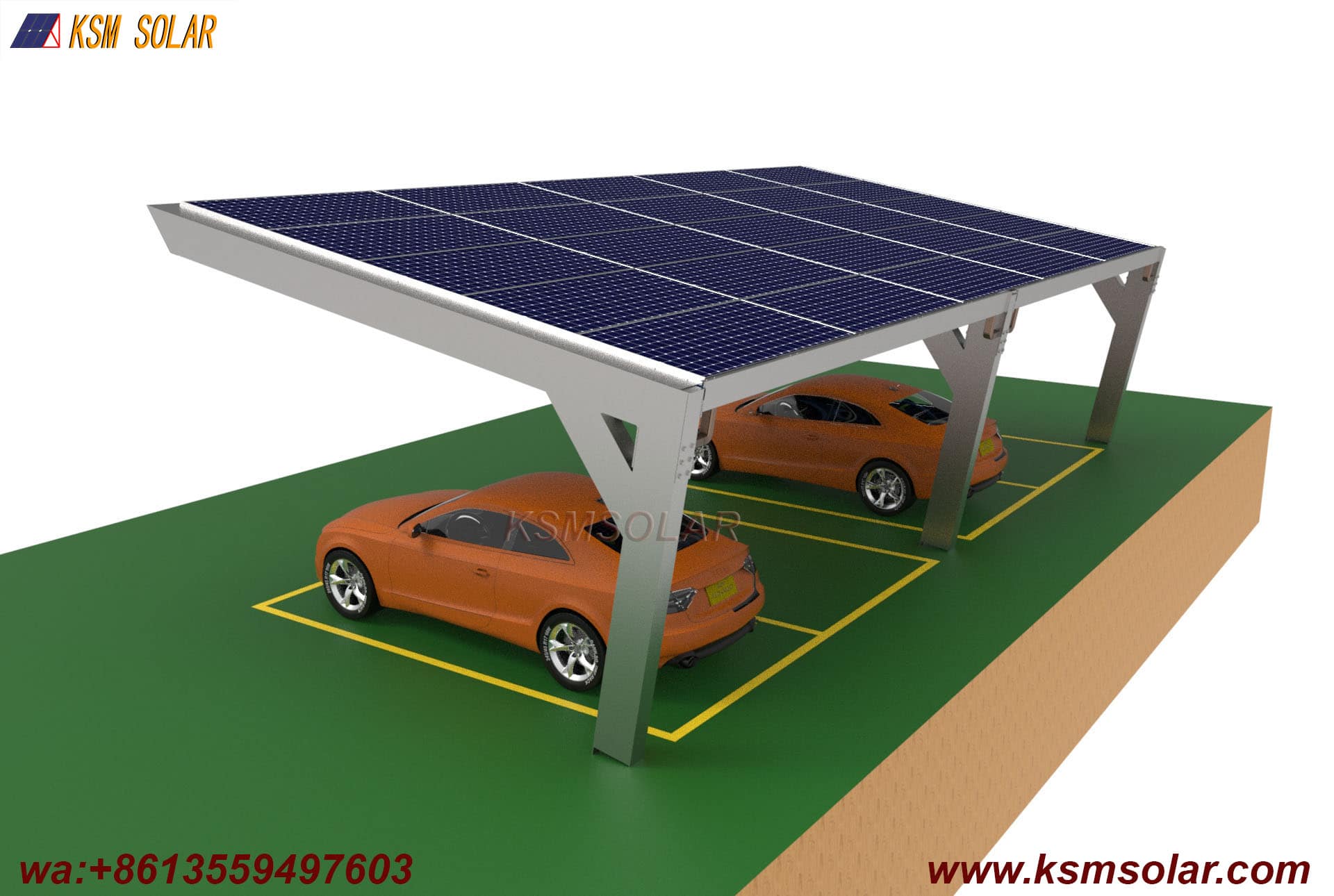 Custom L-Shape Single-Slope Frame Solar Carport